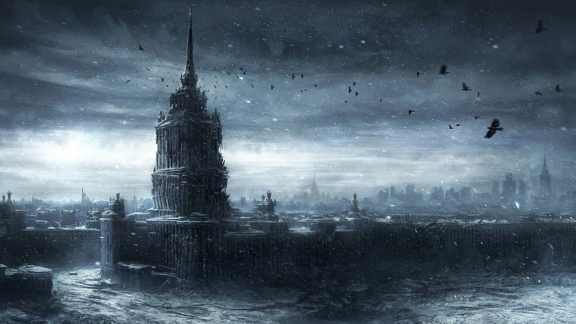 ruins, 1080P, devastation, war, creepy, sky, skyscrapers, cold, urban, invasion, jonasdero, moscow, spooky, storm, destruction, bomb, smoke, nuclear, scary, HD Wallpaper