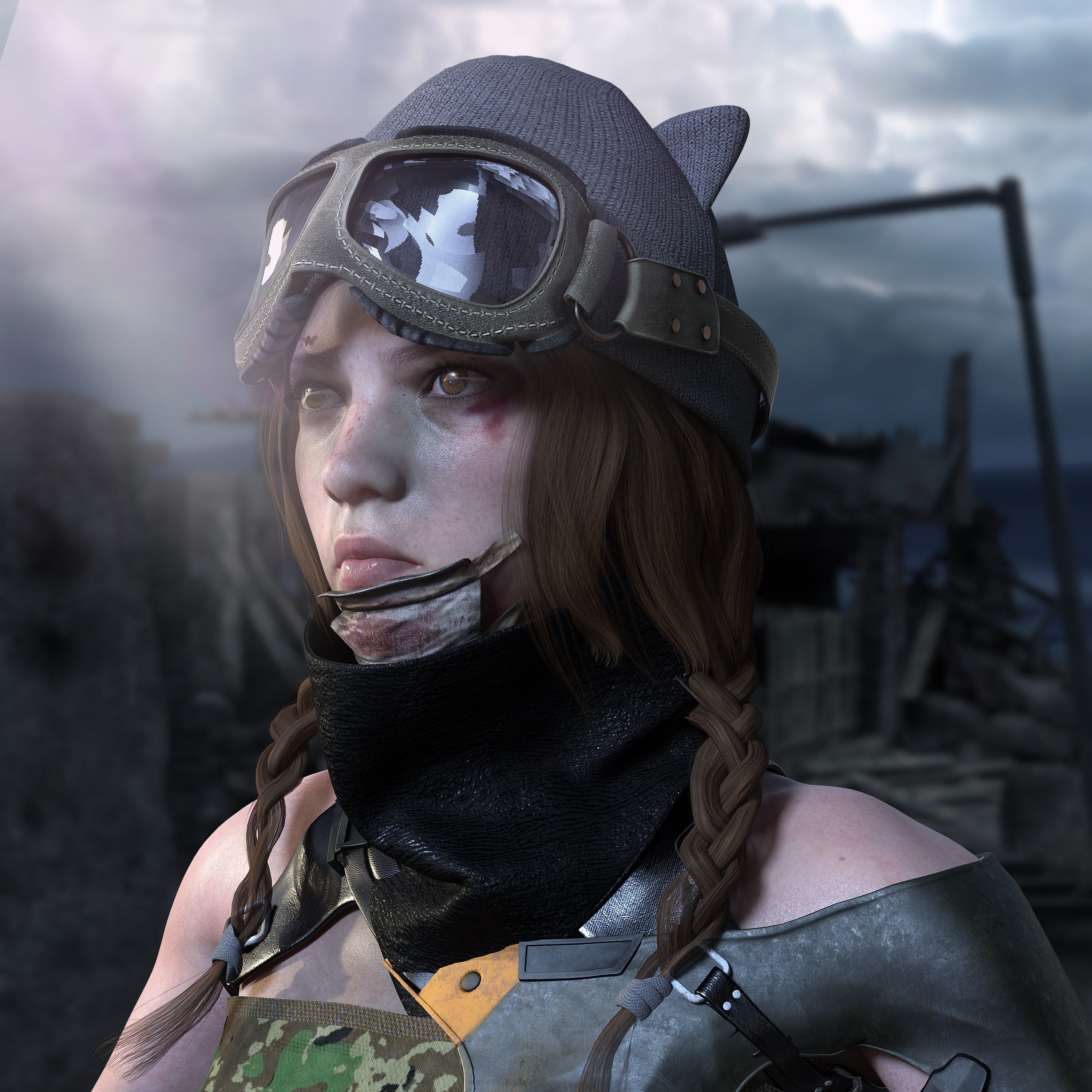 women, smoke, warm clothing, sky, young women, woman, front view, portrait, leisure activity, armageddon, devastation, destruction, end of the world, disaster, Phone HD Wallpaper
