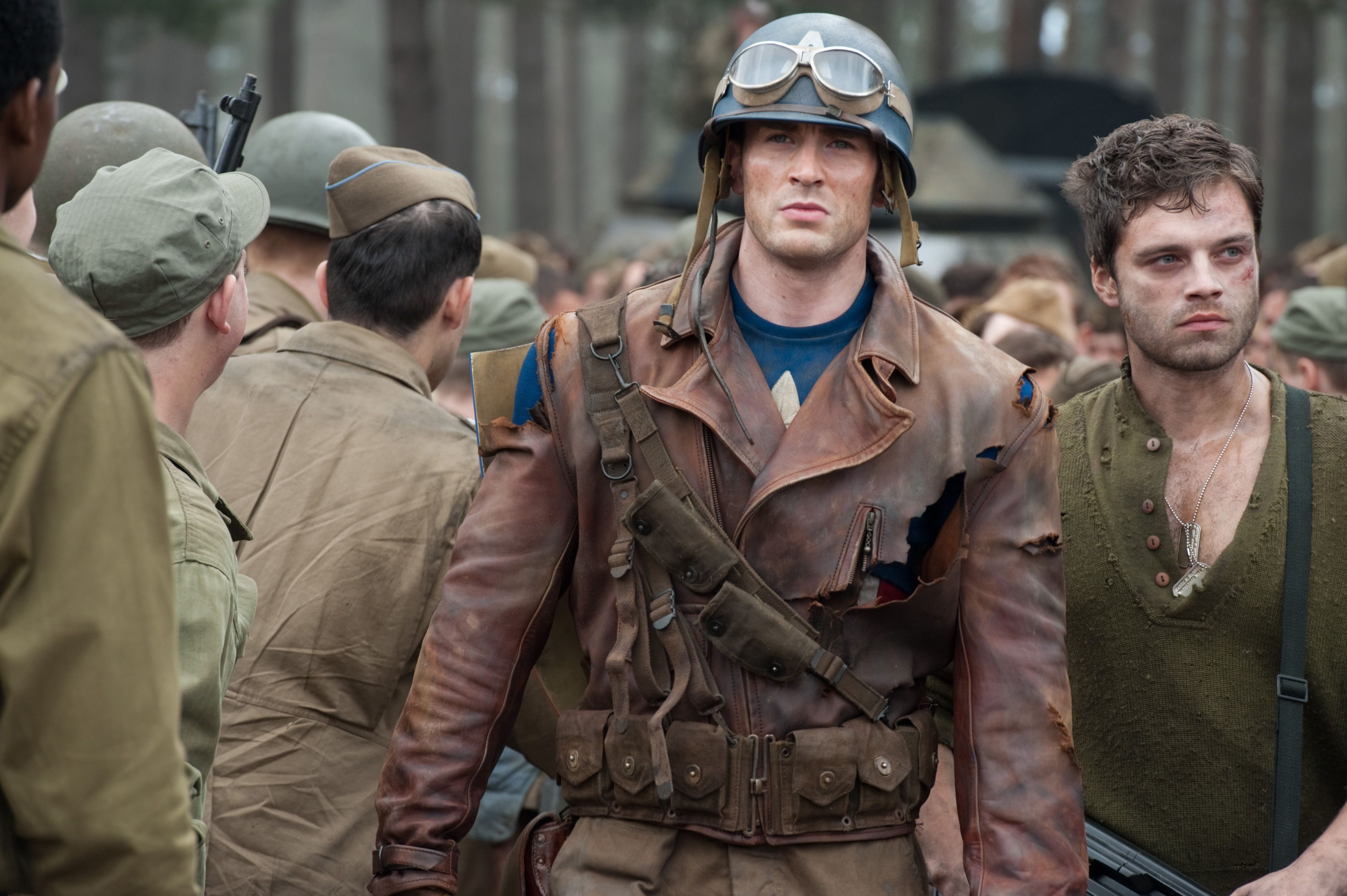 marching, The first avenger, adult, military, Bucky Barnes, 4K, day, comic, military uniform, war, fighting, army soldier, Captain America: The First Avenger, HD Wallpaper