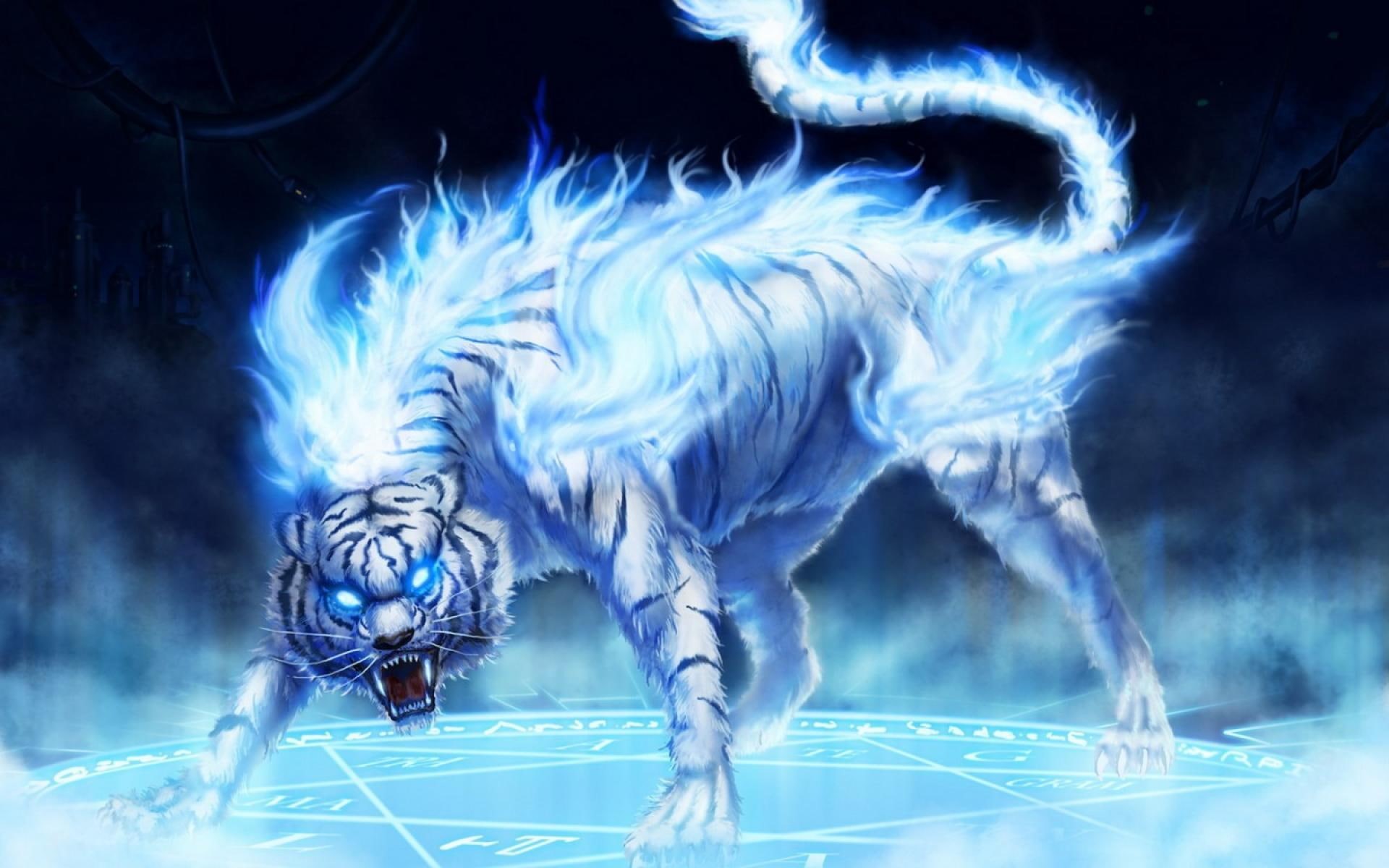tiger, abstract, flaming, 1080P, 3d and abstract, other, HD Wallpaper