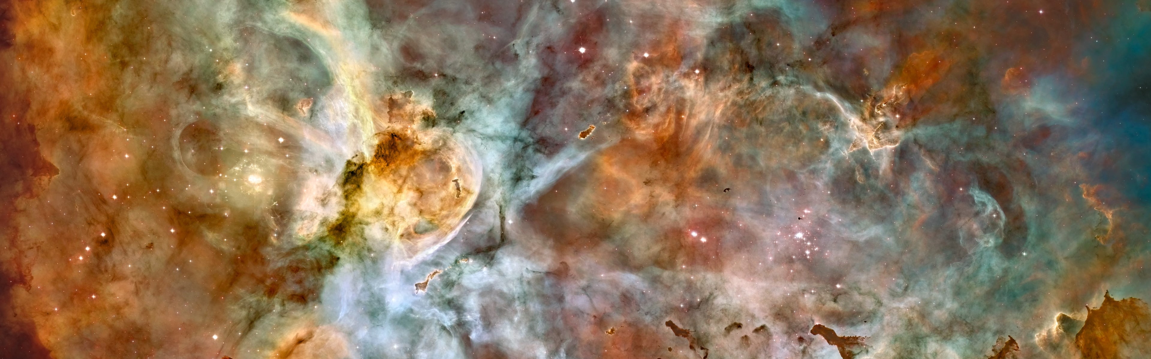 stars, 4K, dual, hd, dual monitor, monitor, carina nebula, nebula, dual screen, Space, carina, art, its so cool, HD Wallpaper