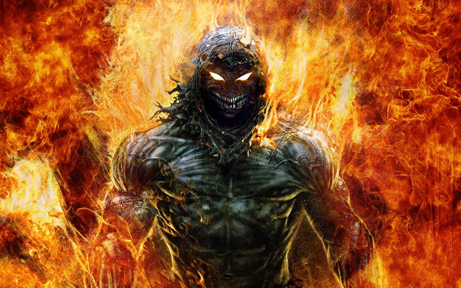 art, fire, demon, fantasy art, 1080P, fantasy, HD Wallpaper