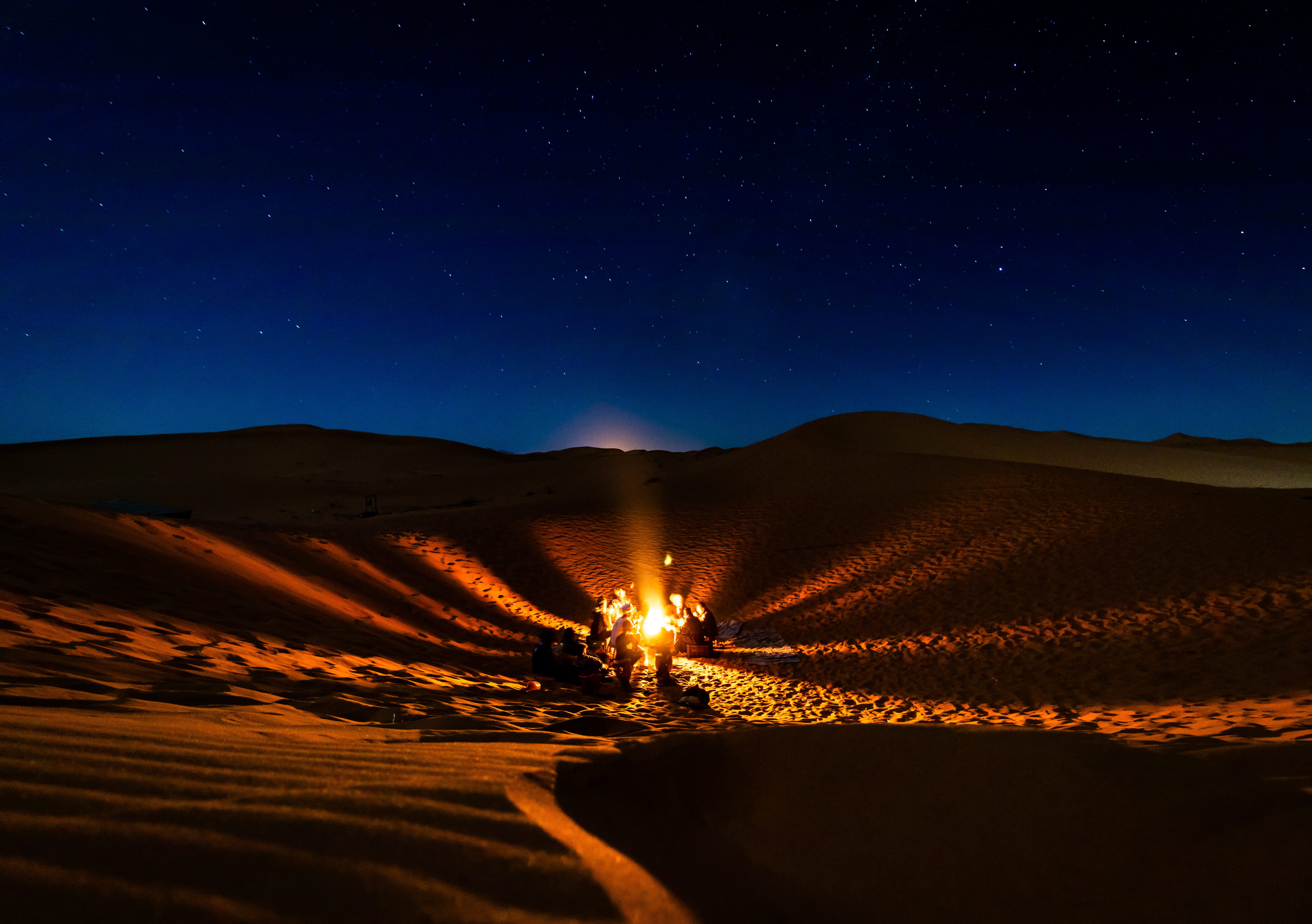 mountain, star - space, people, glowing, constellation, sahara, sand, nature, shadow, environment, landscape, space, sky, astronomy, outdoors, hot, 5K, HD Wallpaper