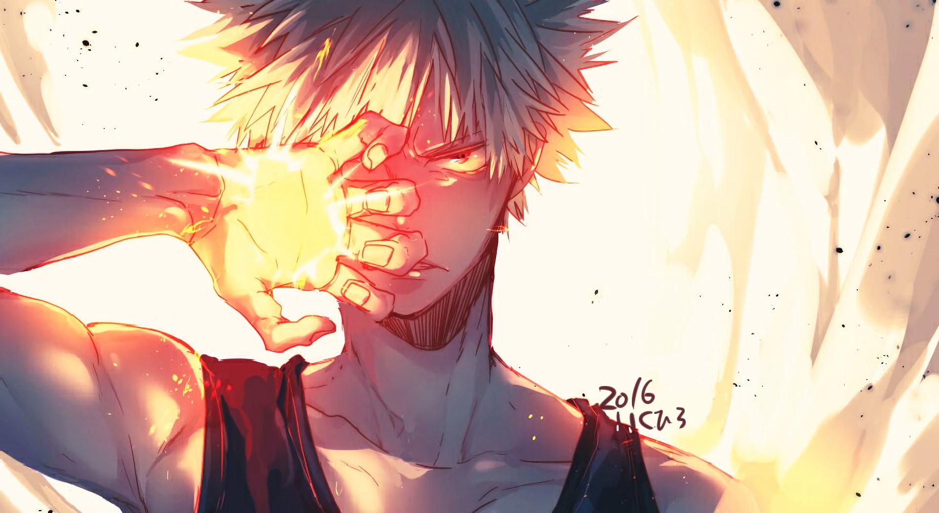 Anime, 1080P, Angry, Explosion, Blonde, Red Eyes, Boku no Hero Academia, My Hero Academia, Katsuki Bakugou, HD Wallpaper