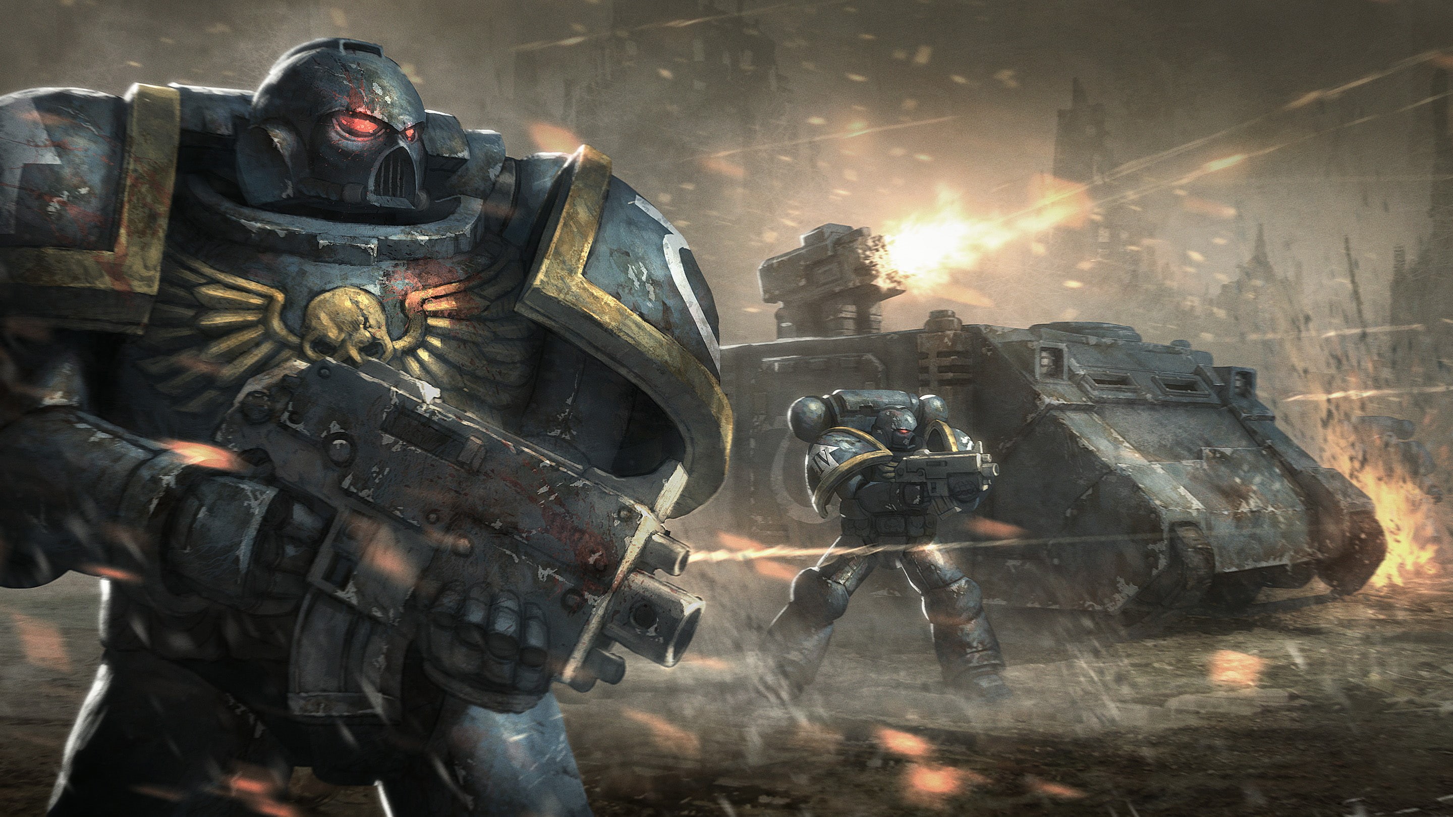tank, space marine, warhammer 40,000, war, 2K, assault, warhammer, HD Wallpaper