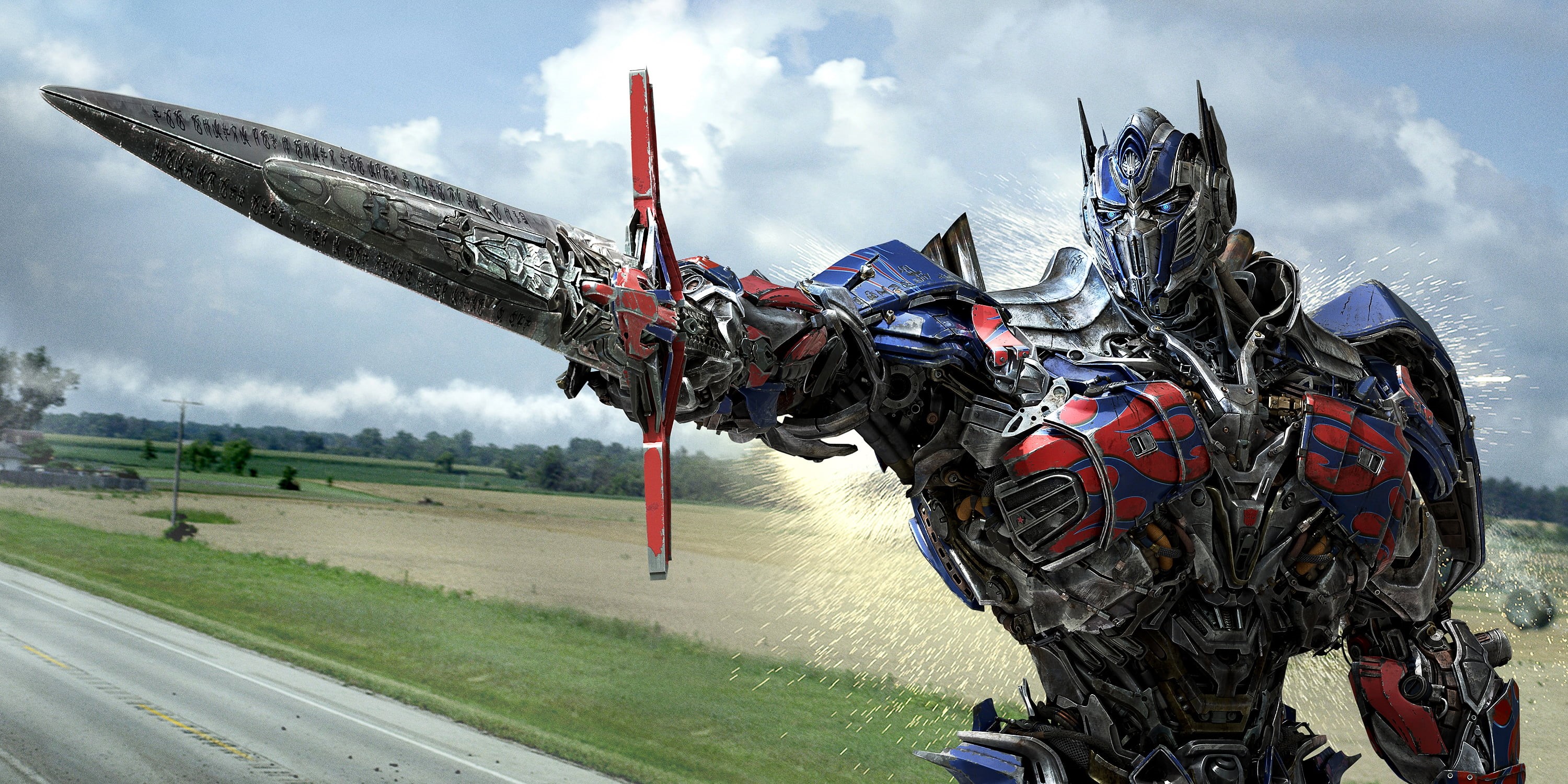 2K, sparks, field, Transformers: Age Of Extinction, aerospace industry, clouds, prime, military airplane, optimus, day, airplane, people, Optimus Prime, HD Wallpaper