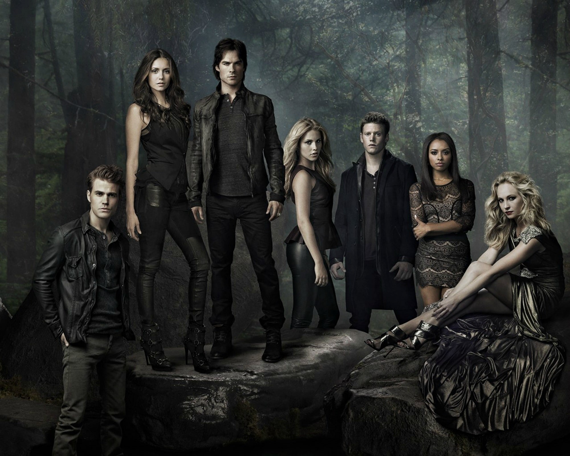 The Vampire Diaries (TV Series 2009–2017), women, front view, all, females, Nina Dobrev, 1080P, young adult, standing, fashion, portrait, togetherness, HD Wallpaper