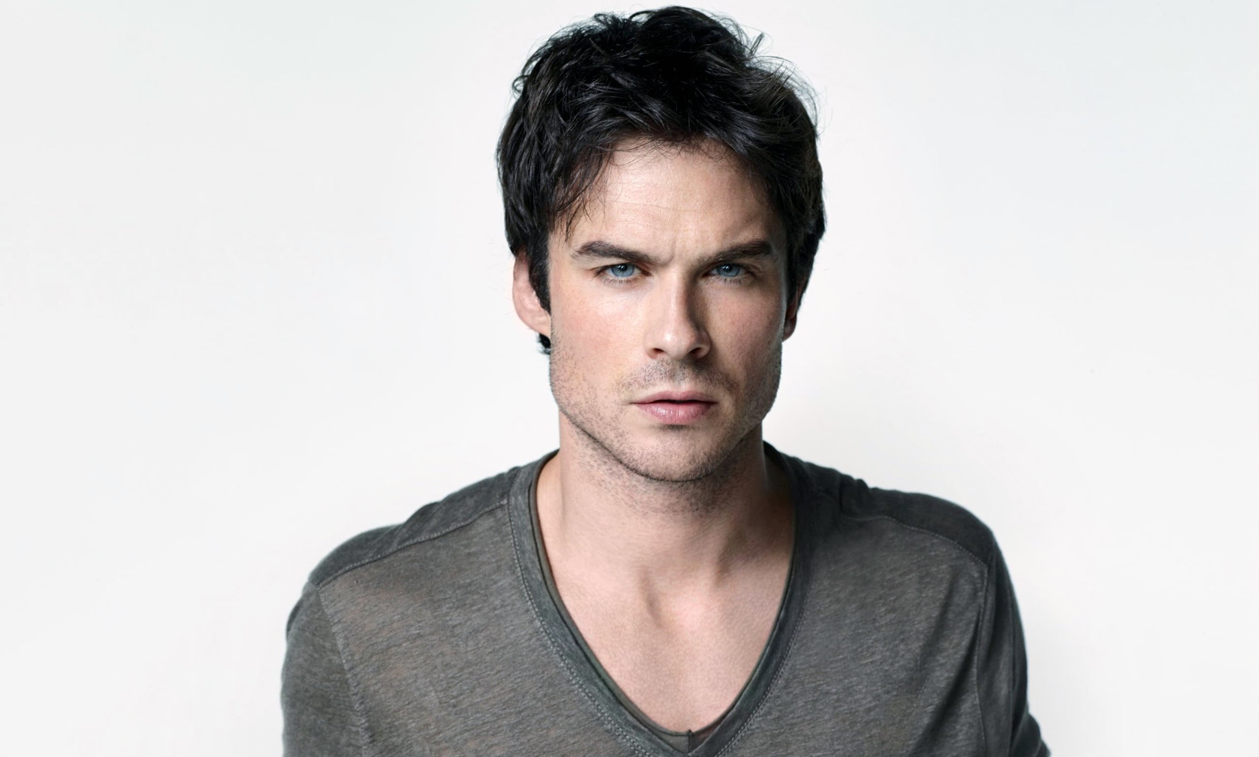 facial Expression, young Men, front View, black hair, standing, t-shirt, gray, close-up, real People, only Young Men, ian, caucasian Ethnicity, adult, male, HD Wallpaper