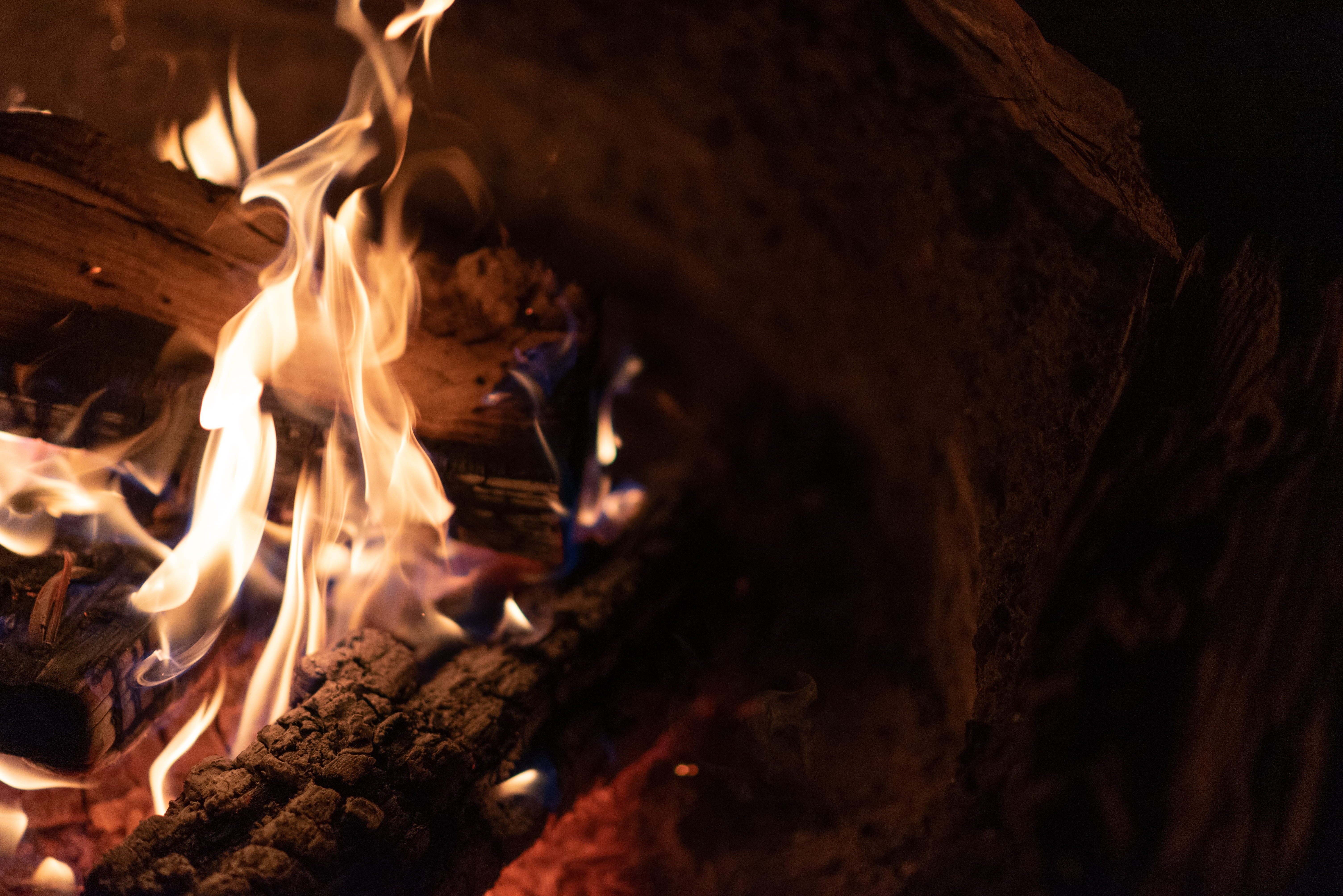 motion, wood - material, hearth, no people, warren dunes state park, long exposure, people, fire, camping, heat - temperature, 5K, flame, united states, HD Wallpaper