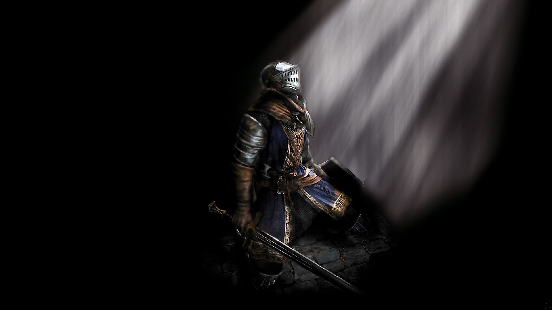 Dark Souls, gun, skill, representation, 1080P, video games, no people, motion, studio shot, black background, full length, human representation, black color, HD Wallpaper