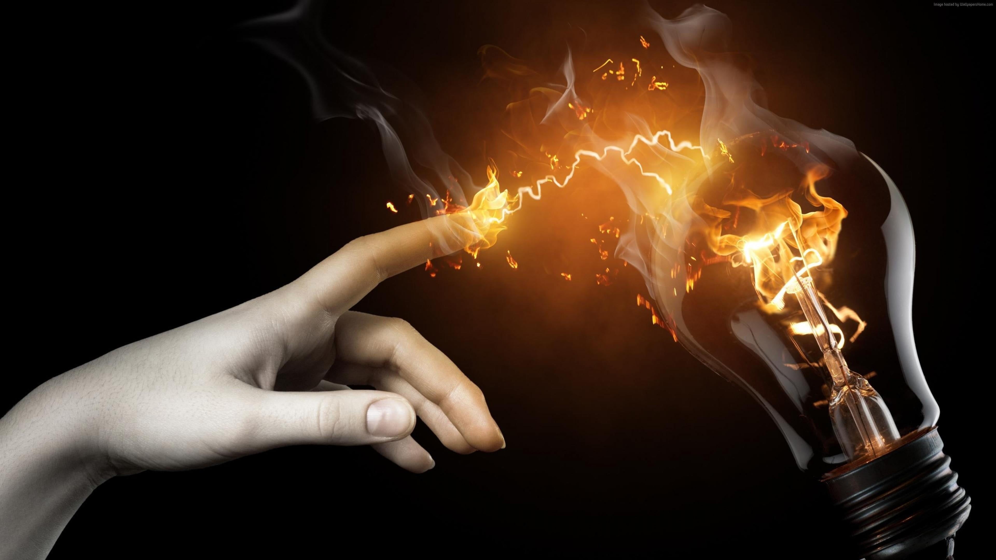 orange color, flame, light, heat, heat - temperature, black background, glowing, darkness, body part, one person, bonfire, holding, human body part, smoke, HD Wallpaper