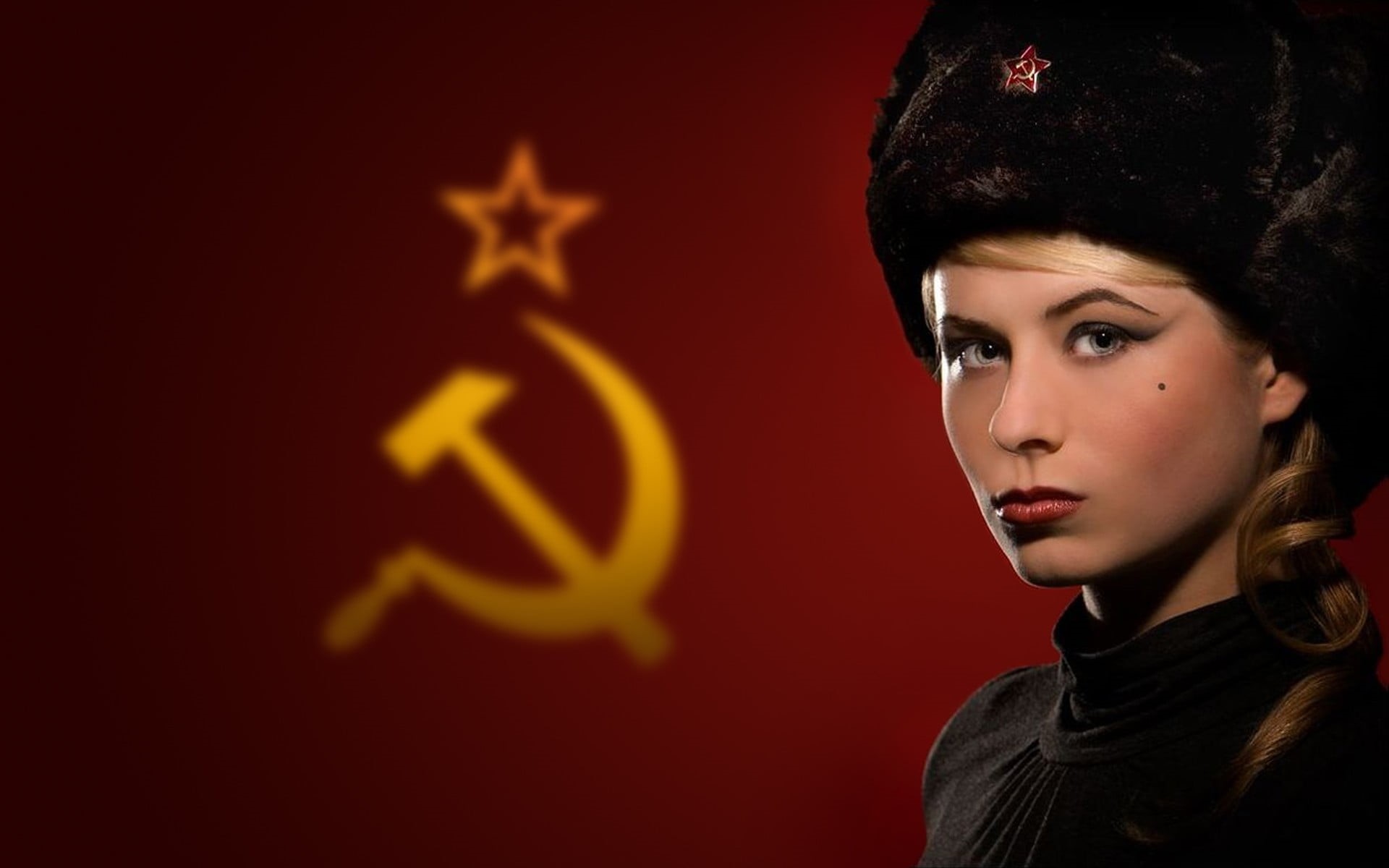 beautiful woman, colored background, Russian, young women, headshot, fashion, USSR, one person, 1080P, hairstyle, clothing, studio shot, women, dark, beauty, HD Wallpaper