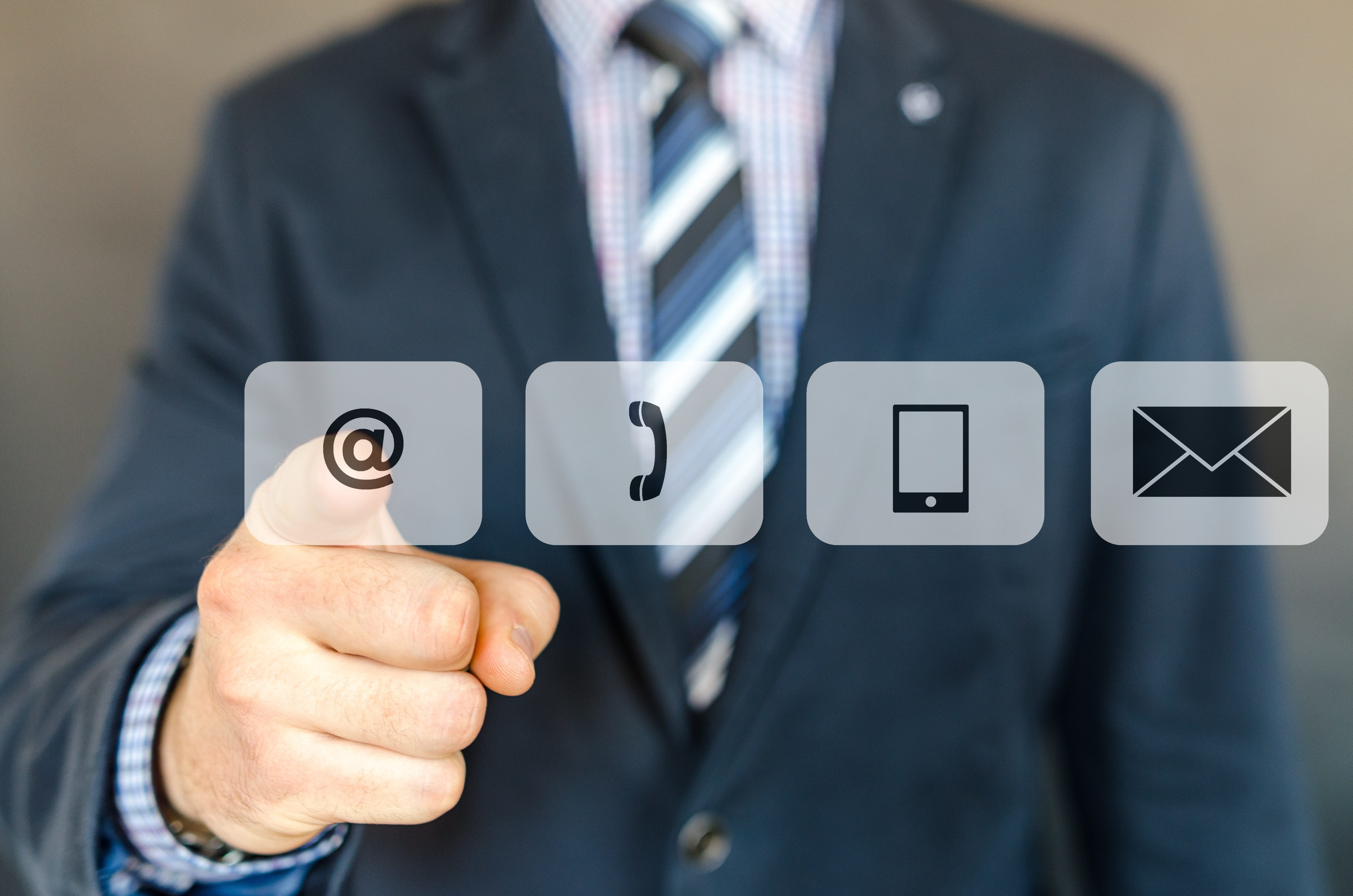 corporate business, indoors, human hand, necktie, 4K, hand, contact us, males, suit, inbox, technology, connection, tapping, men, business person, contact, HD Wallpaper