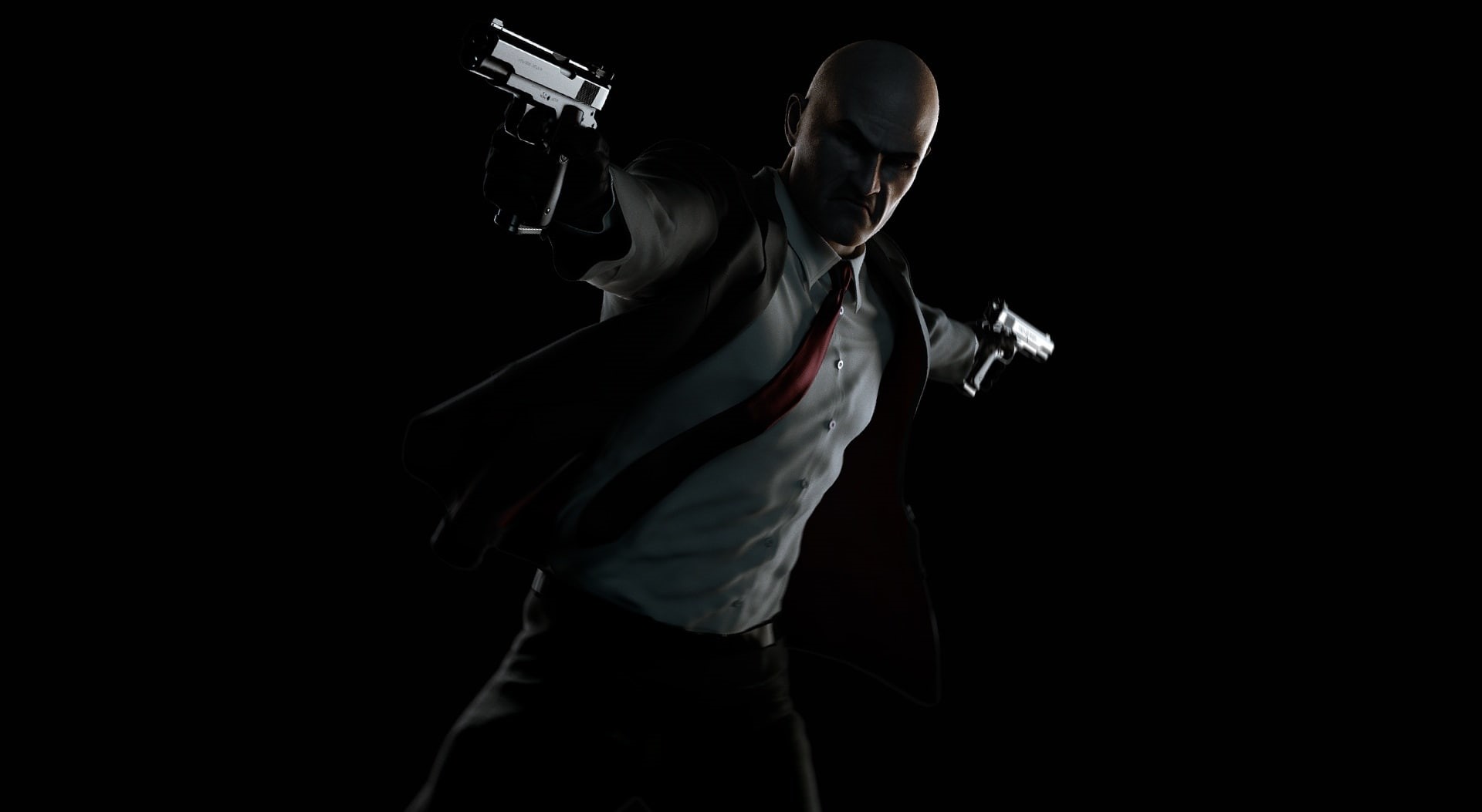 dark, weapon, video game, aggression, men, clothing, three quarter length, standing, young adult, copy space, holding, Absolution, studio shot, Hitman, HD Wallpaper