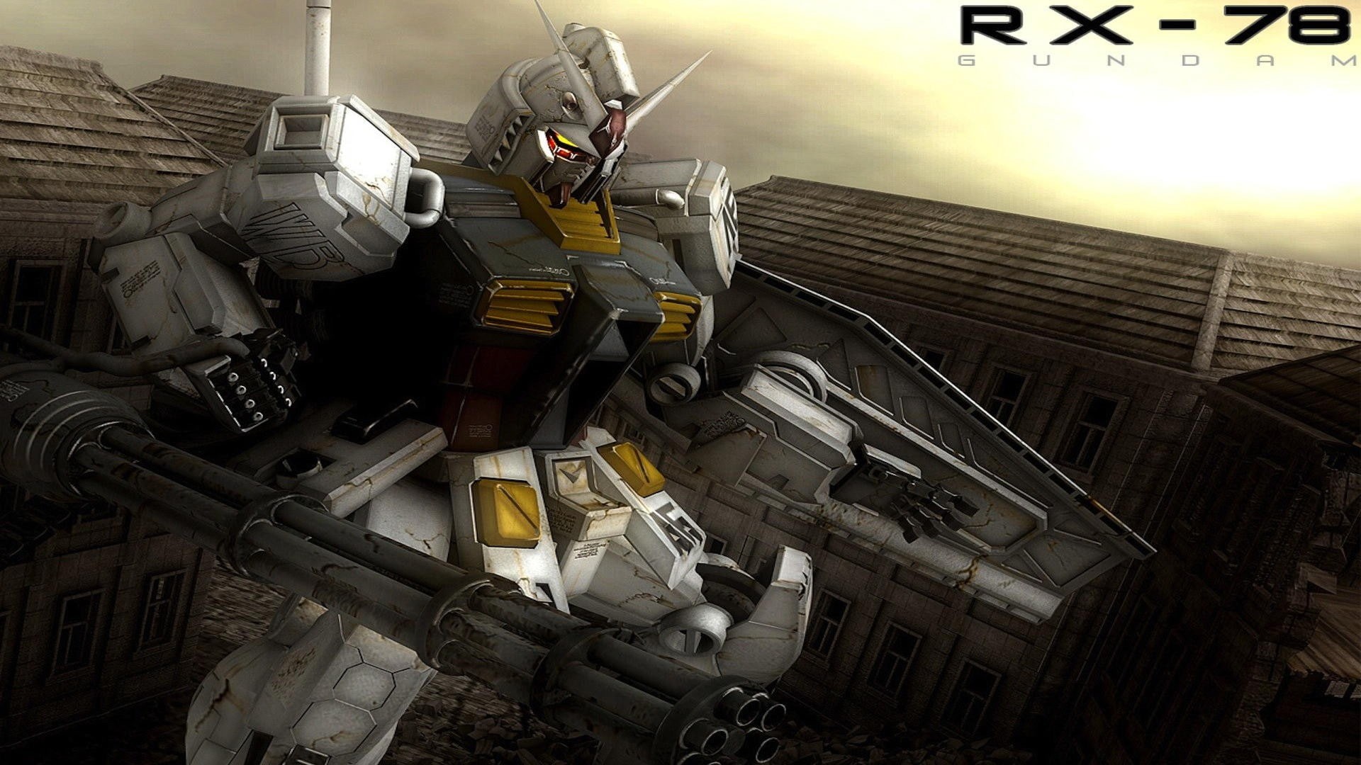 no people, built structure, mech, nature, 1080P, Gundam, large group of objects, high angle view, transportation, day, RX-78 Gundam, sky, architecture, HD Wallpaper