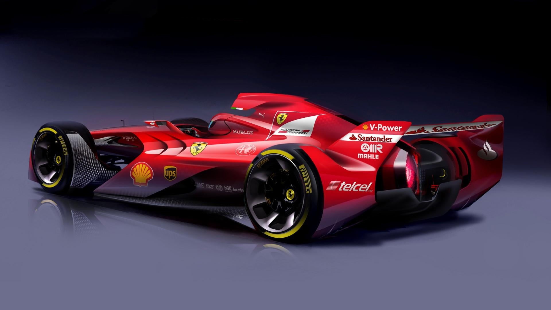 formula 1, wheel, studio shot, competitive sport, 1080P, professional sport, racecar, red, car, auto racing, ferrari f1 concept, land vehicle, luxury, HD Wallpaper