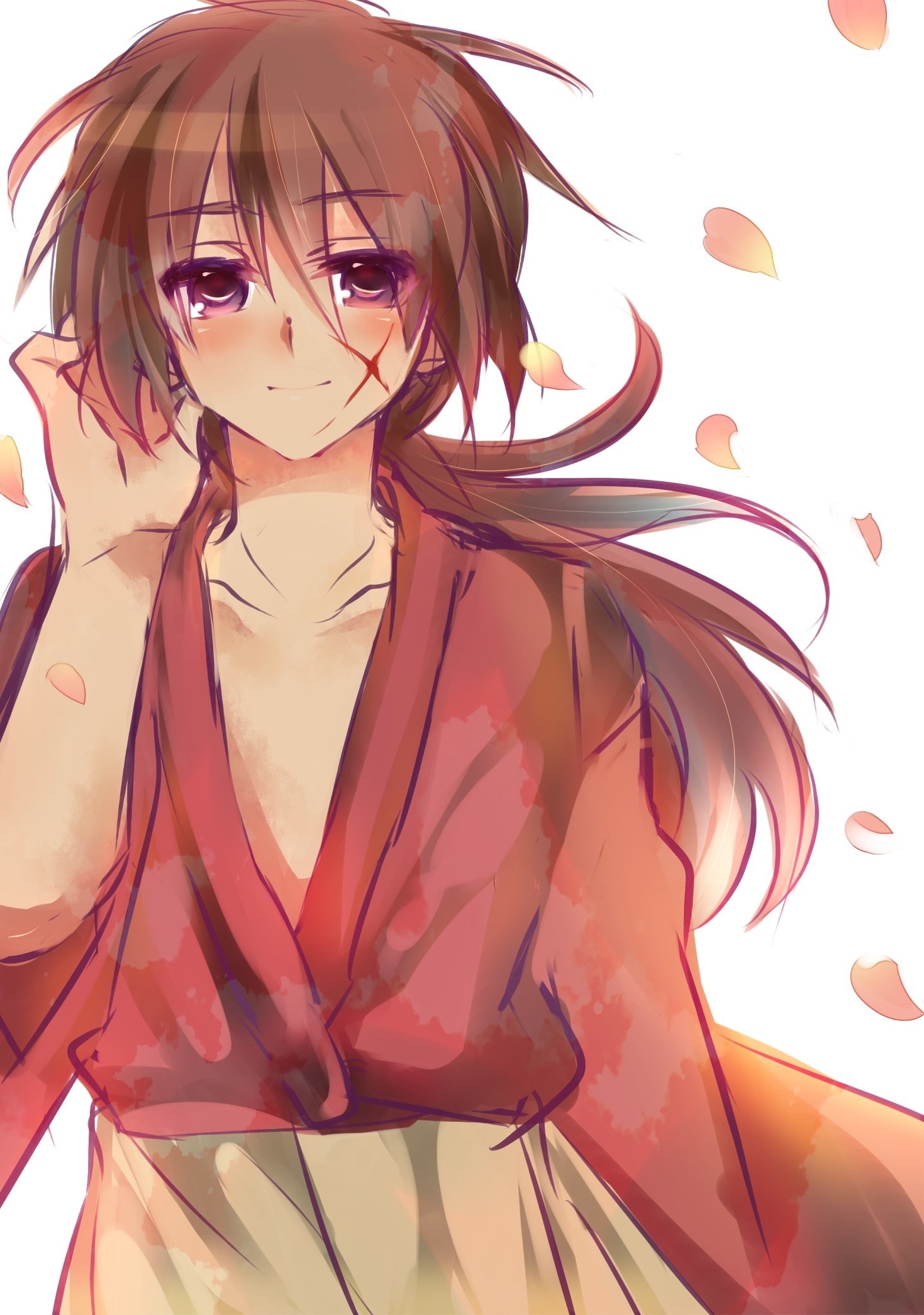 art and craft, glasses, 1080P, Himura Kenshin, women, abstract, Rurouni Kenshin, one person, beautiful woman, hairstyle, eyeglasses, anime, nature, fashion, Phone HD Wallpaper