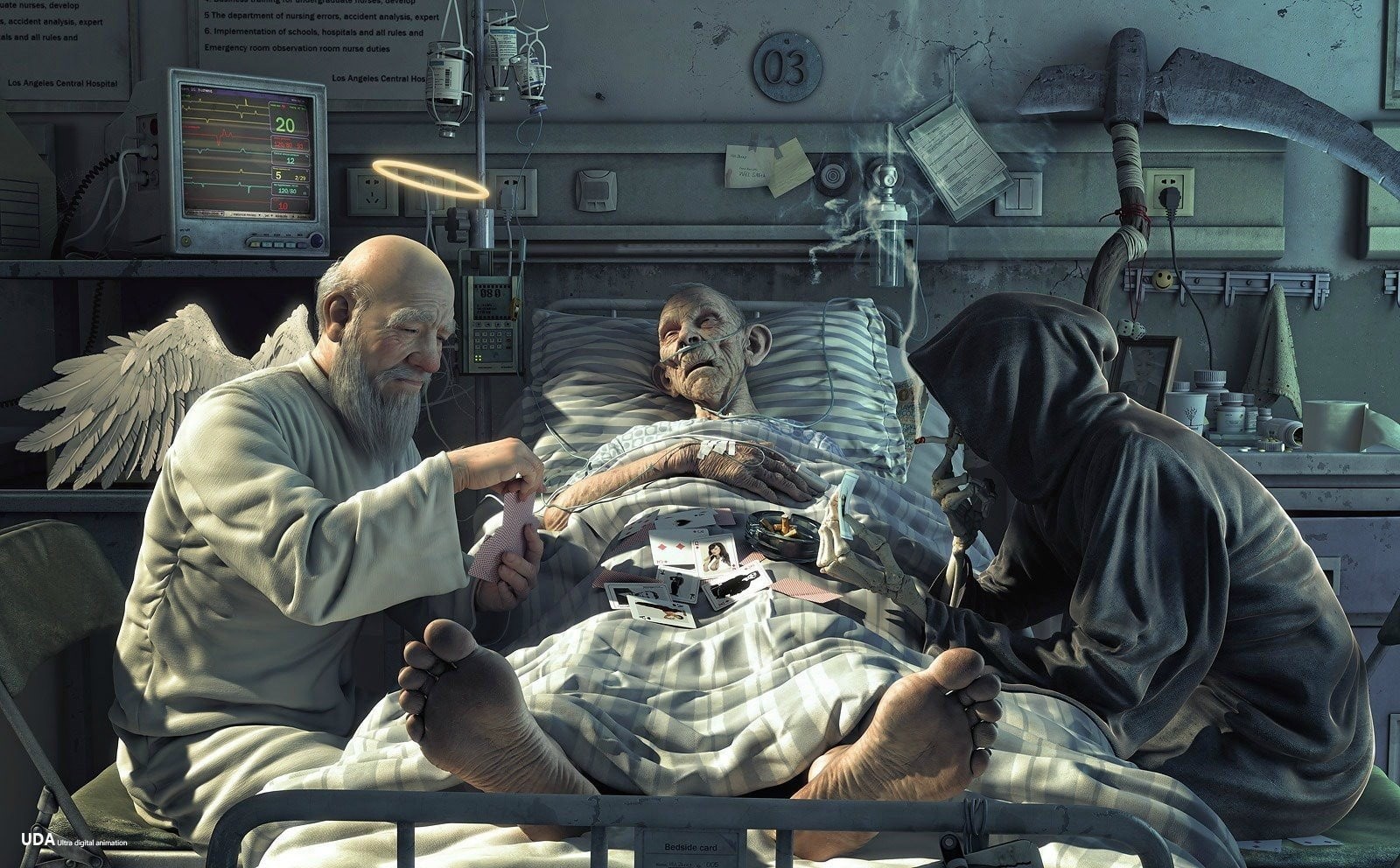 angel, 720P, Grim Reaper, death, cards, fantasy art, God, life, HD Wallpaper