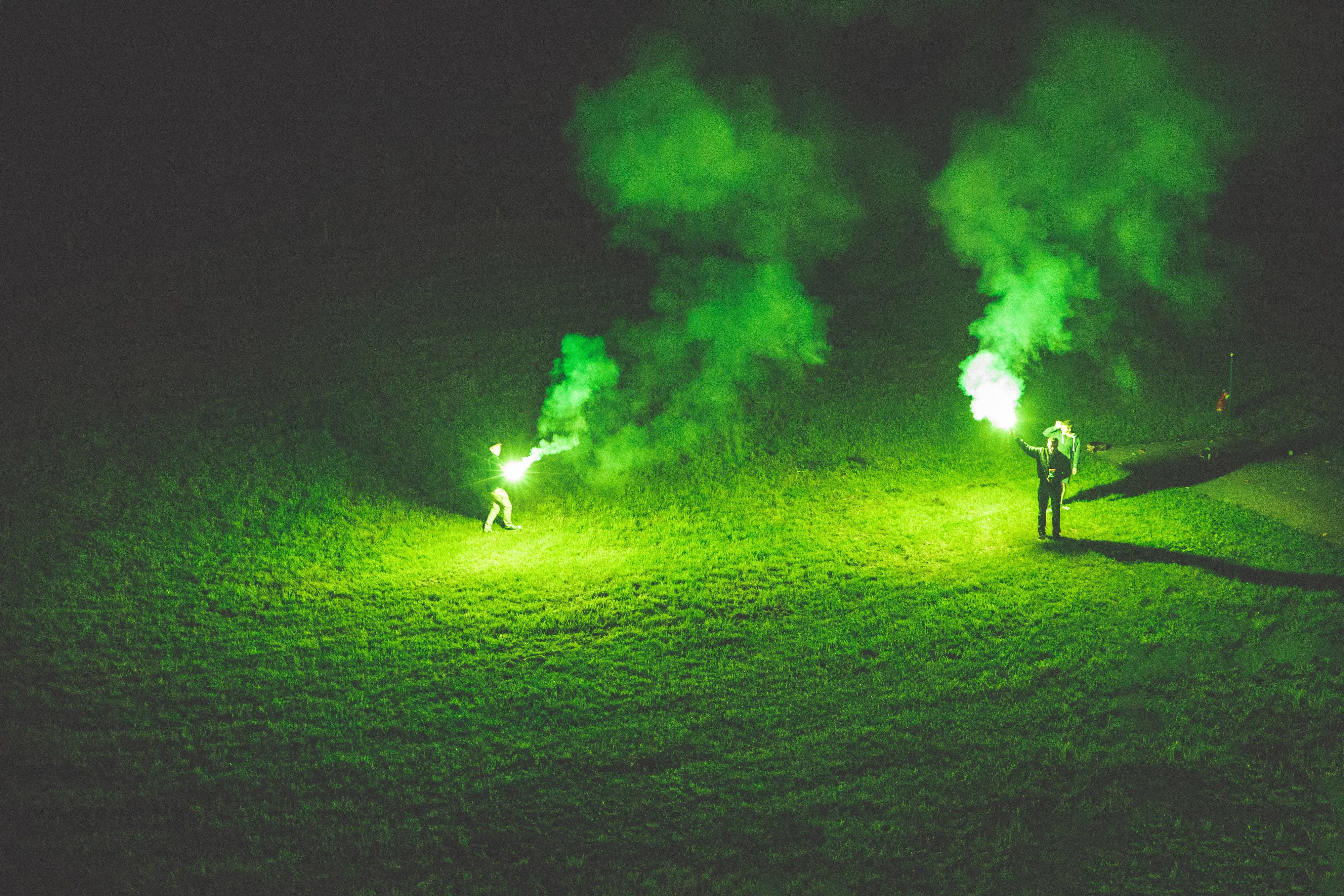 People, land, grass, environment, lifestyles, smoke - physical structure, unrecognizable person, photographer, men, 4K, outdoors, nature, flares, holding, HD Wallpaper