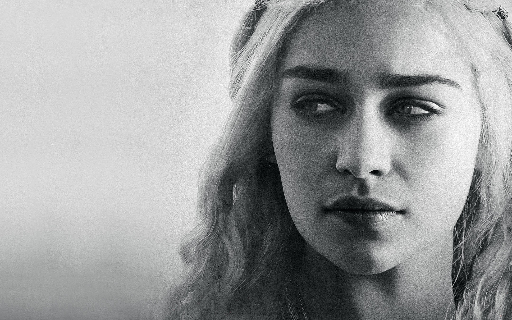 Daenerys Targaryen, Emilia Clarke, Game of Thrones, 1080P, monochrome, HD Wallpaper