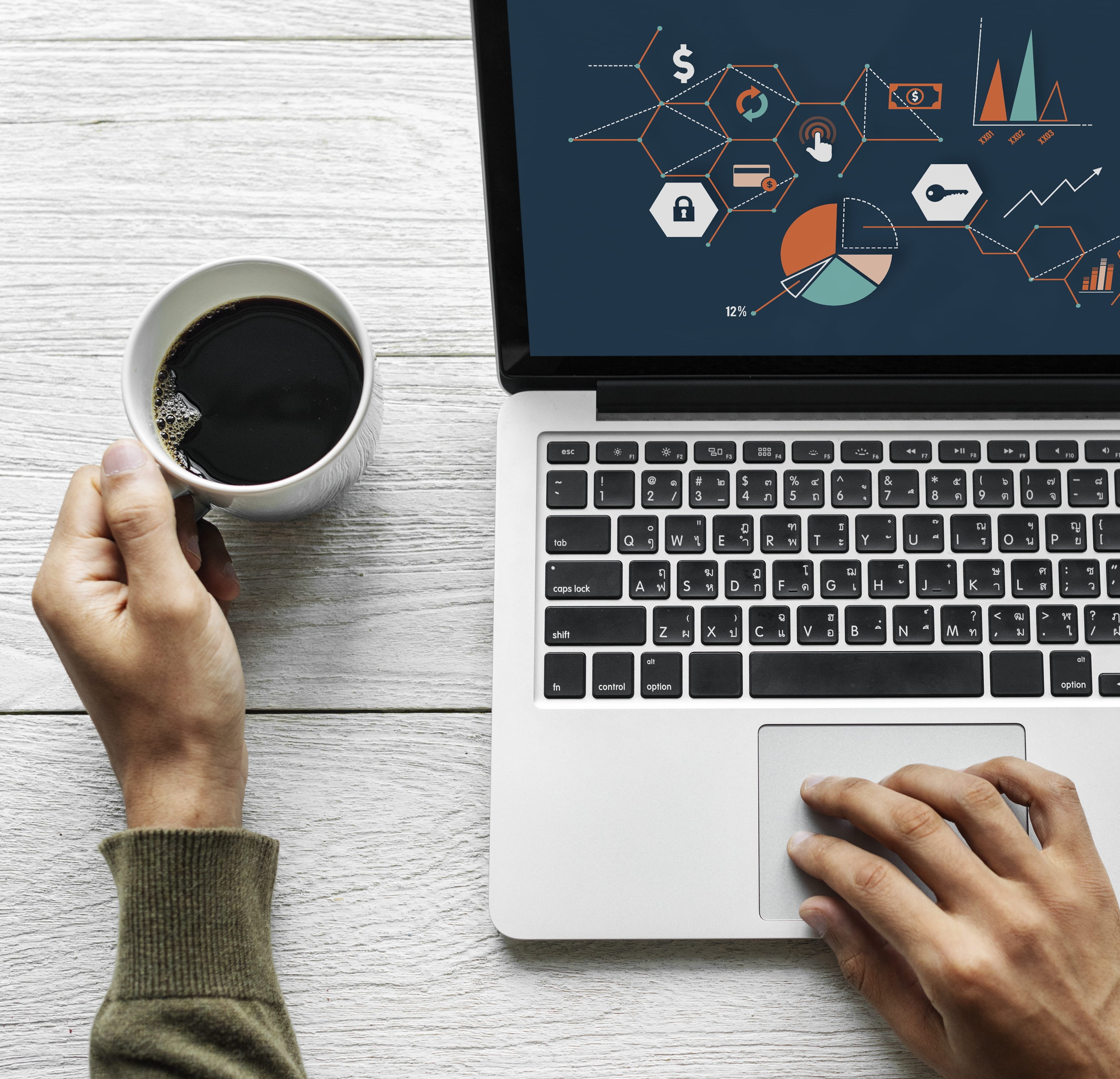 social media, cup, copy space, analysis, hand, wooden tab, social network, finger, computer, management, notebook, marketing, connection, coffee - drink, HD Wallpaper
