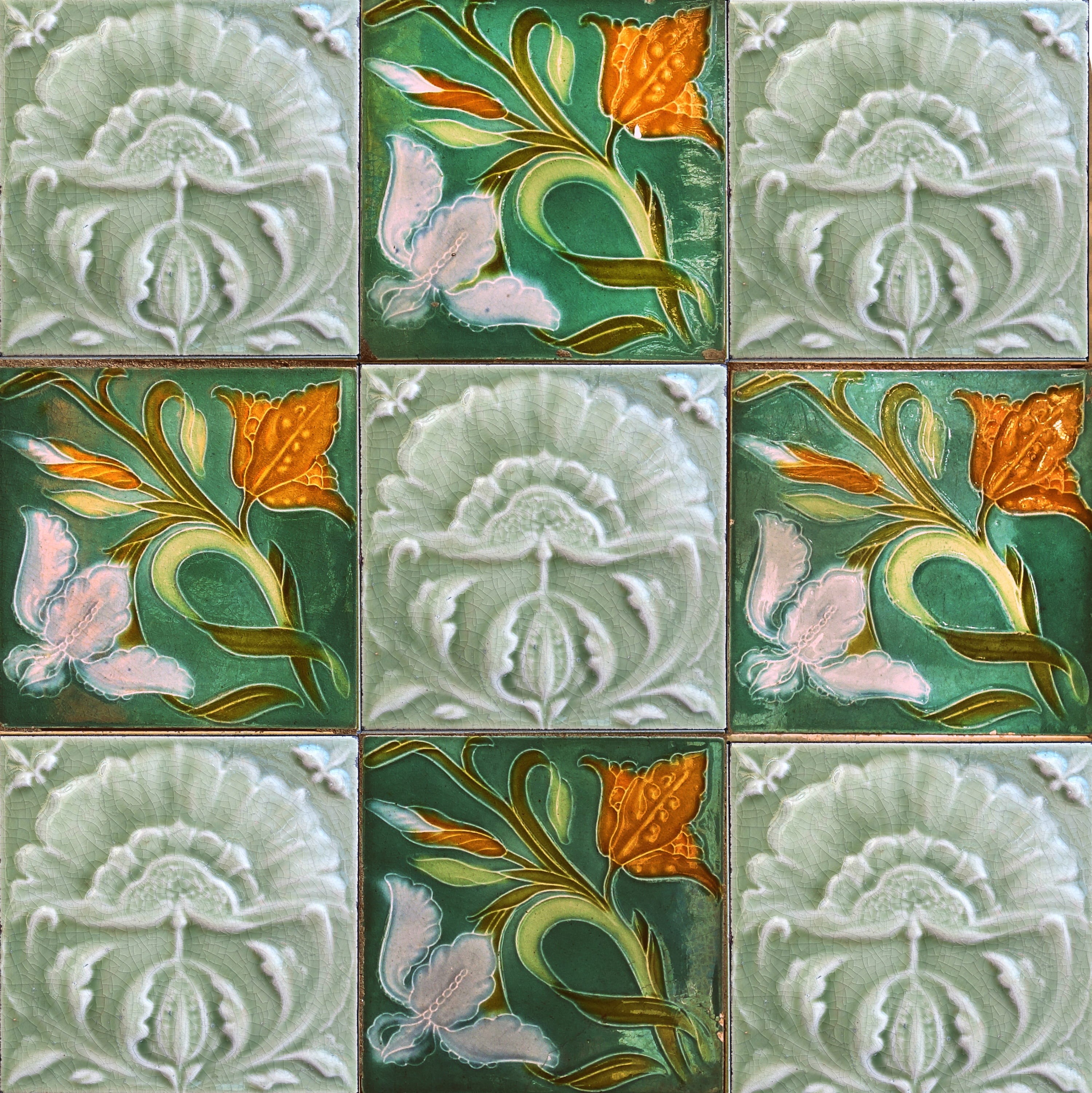 interior, creativity, plant, tile, jugendstil, design, nature, floral pattern, multi colored, 2K, paper, choice, decor, art and craft, decoration, vintage, Phone HD Wallpaper