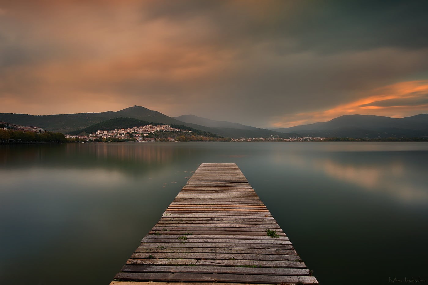 water, clouds, jetty, dock, Καστοριά, bridge, 720P, tranquil Scene, landscape, mountain, nautical, pier, cloudy, brown, club, scenics, night, lake, dark  brown, HD Wallpaper