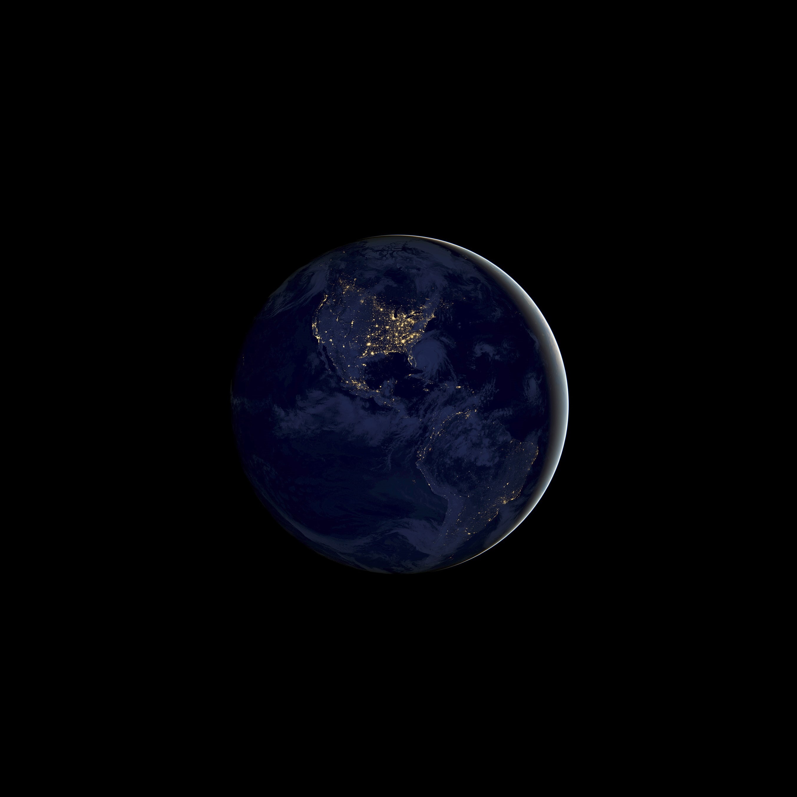 iOS 11, iPhone X, 2K, Night, iPhone 8, Stock, Earth, Phone HD Wallpaper