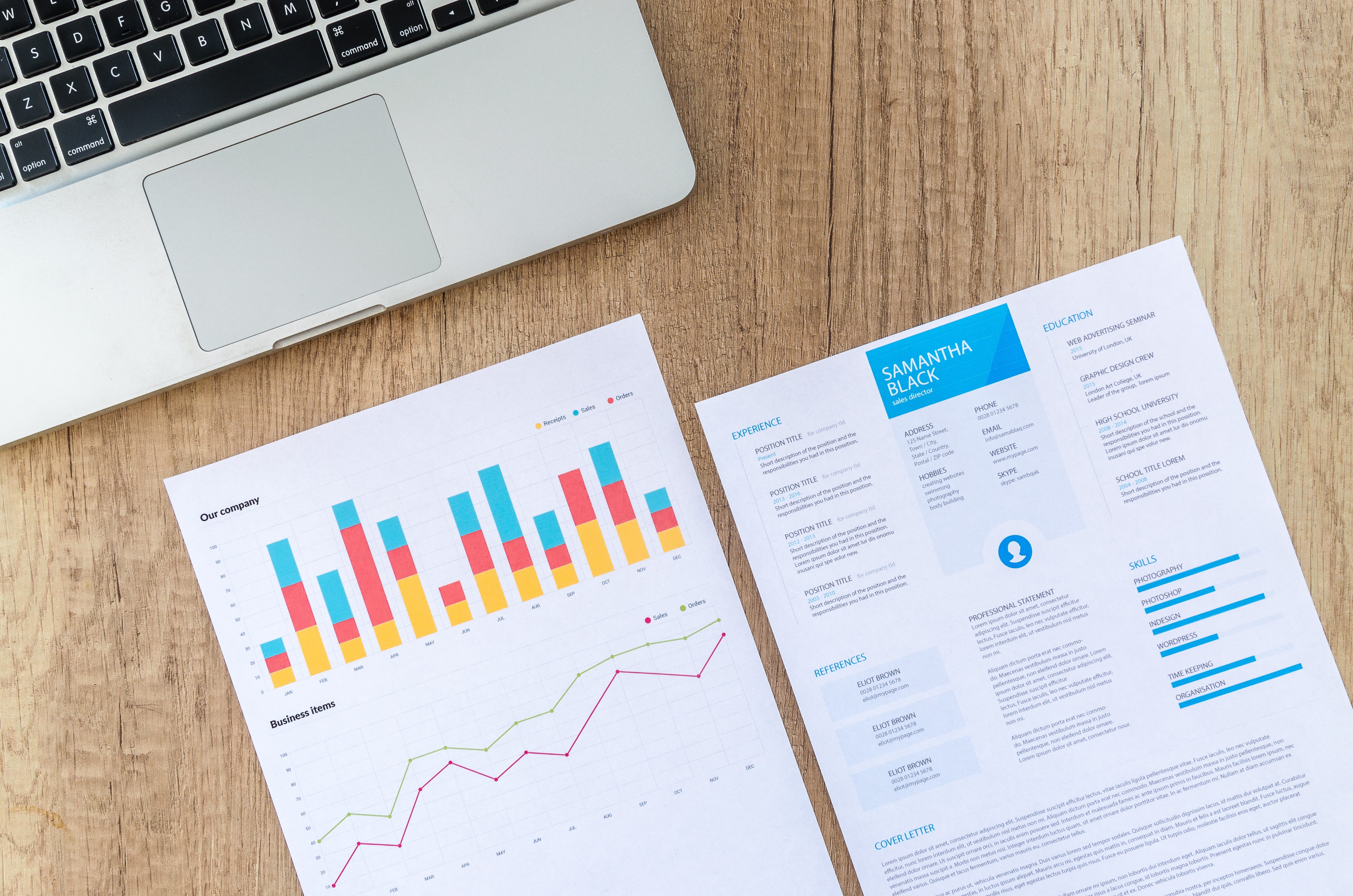 note, computer, paper, coffee, meeting, investment, cup, office, chart, stats, technology, desk, space, page, 5K, pencil, copyspace, report, connection, HD Wallpaper
