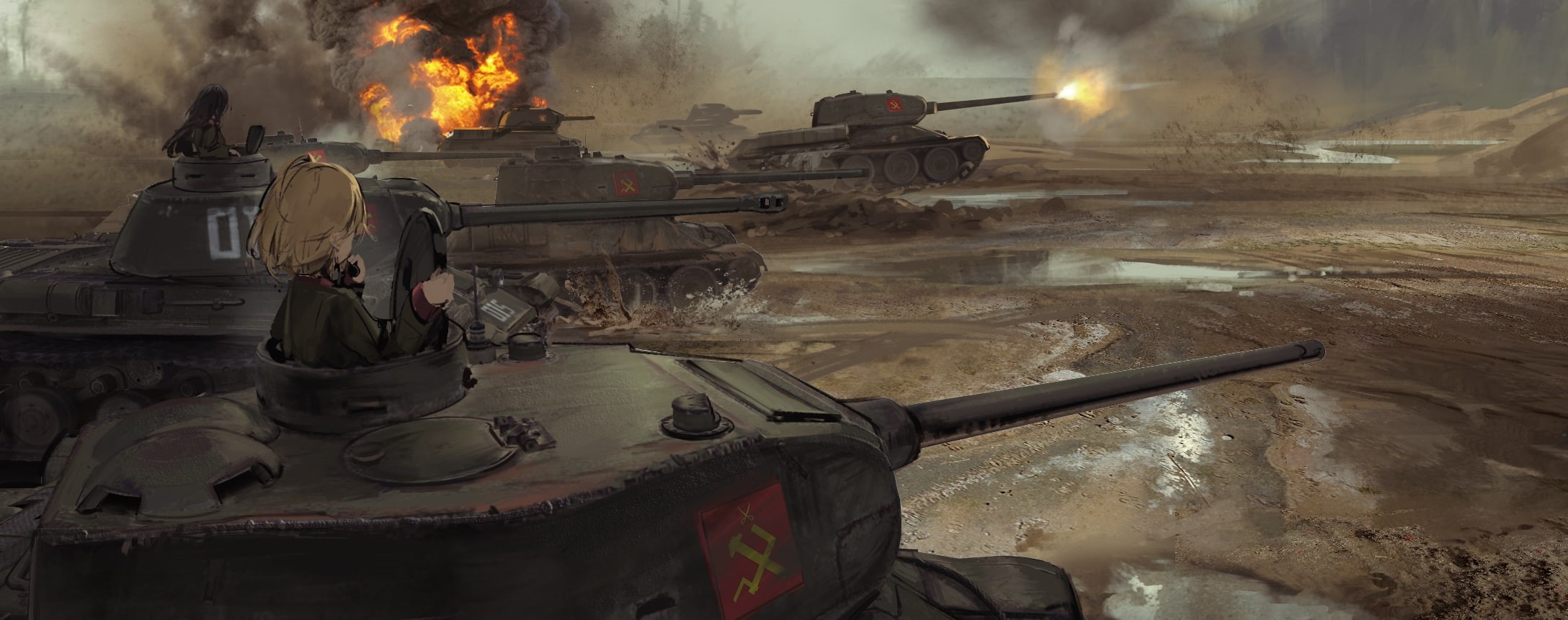 fire, heat - temperature, flame, army, fighting, military, nature, shooting a weapon, tanks, conflict, 1080P, fire hose, weapon, army soldier, fire - natural phenomenon, HD Wallpaper