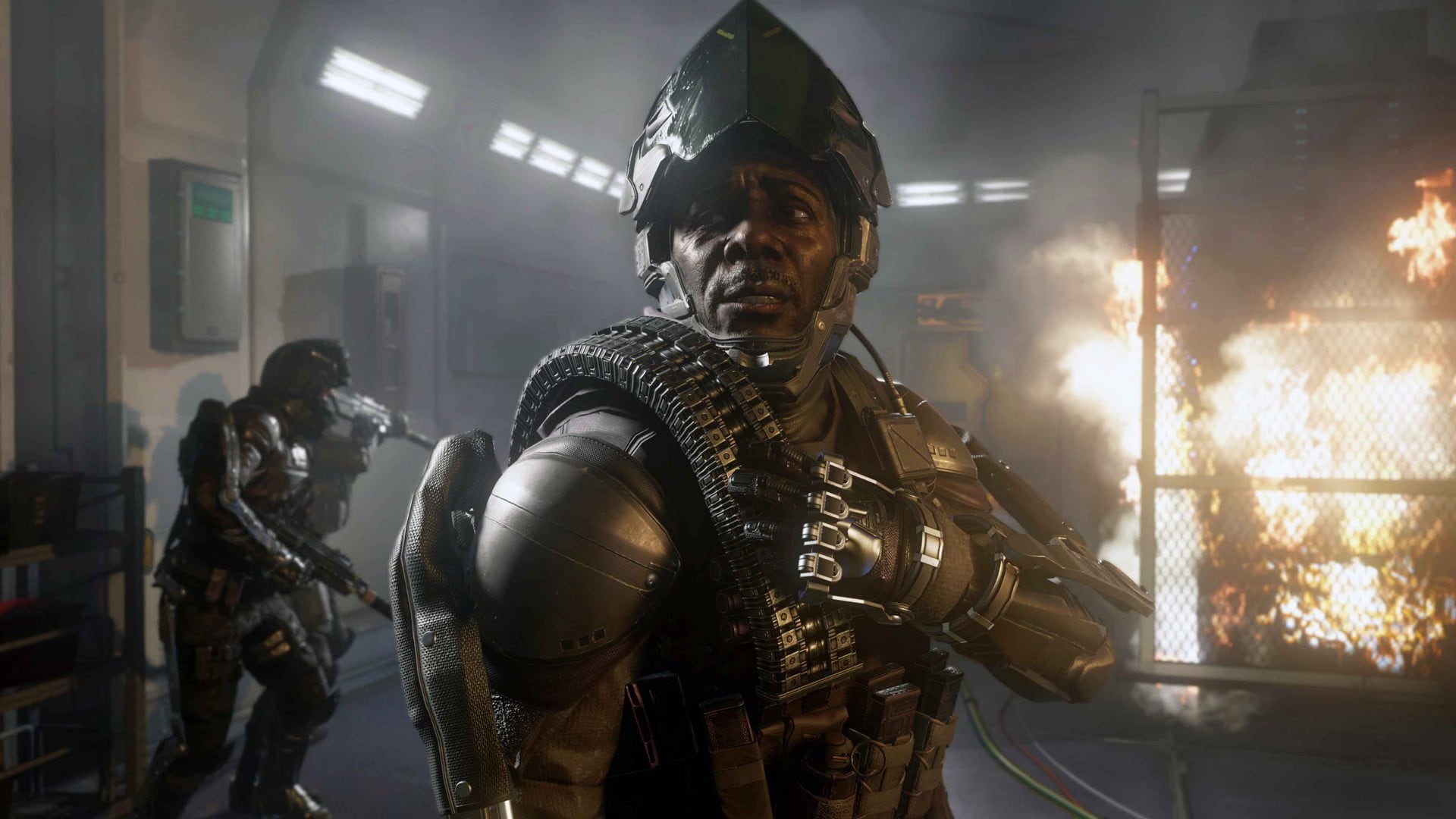 clothing, uniform, conflict, art and craft, man, weapon, security, Call of Duty, aggression, Call of Duty: Advanced Warfare, armour, indoors, sculpture, HD Wallpaper