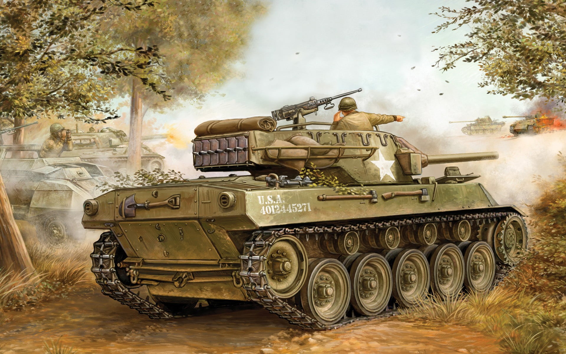 installation, mobility, high, 76 mm, smoke - physical structure, transportation, self-propelled, fighter, tree, land vehicle, beige, weapon, Hellcat, armed forces, HD Wallpaper