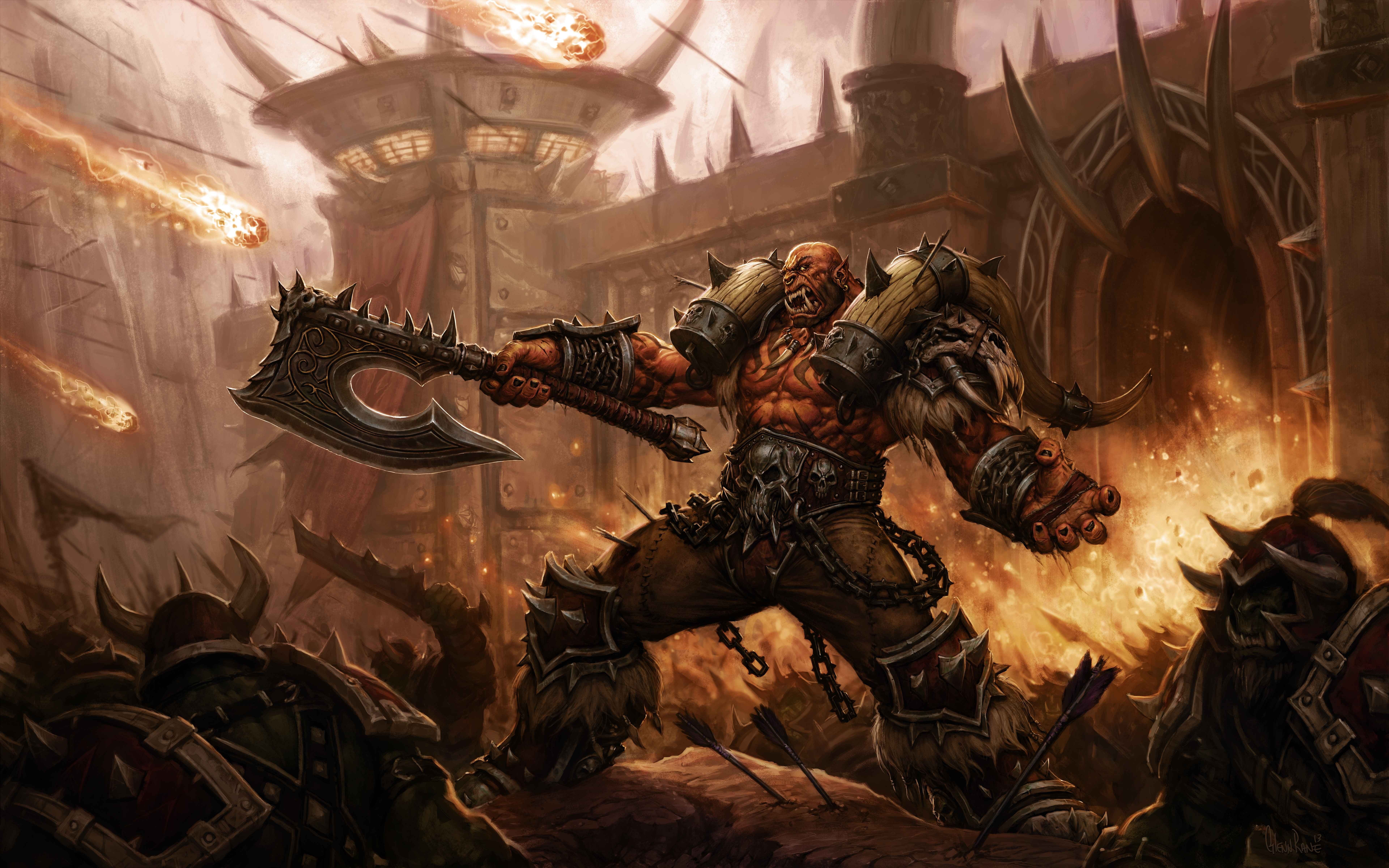 Siege Of Orgrimmar, animated, illustration, dota, 8K, axe, World of Warcraft, Artwork, HD Wallpaper