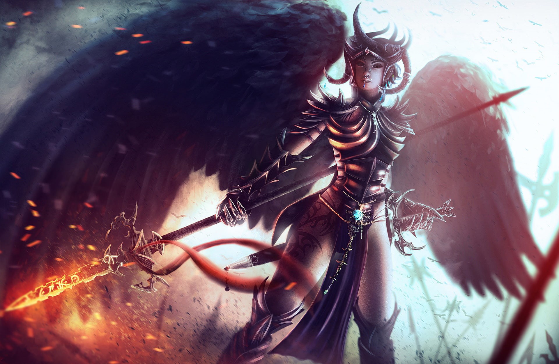 1080P, fan art, girl, Dungeons and Dragons, wings, HD Wallpaper