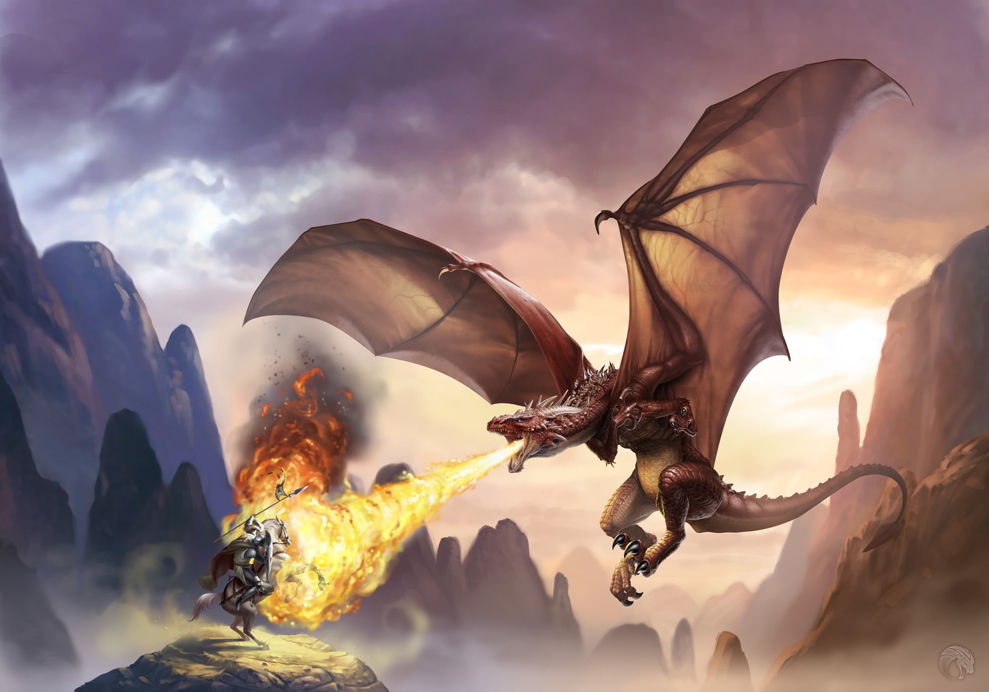 knight, animal themes, flying, digital art, 1080P, no people, rock, sky, horse, digital composite, dragon, beauty in nature, sculpture, scenics - nature, HD Wallpaper