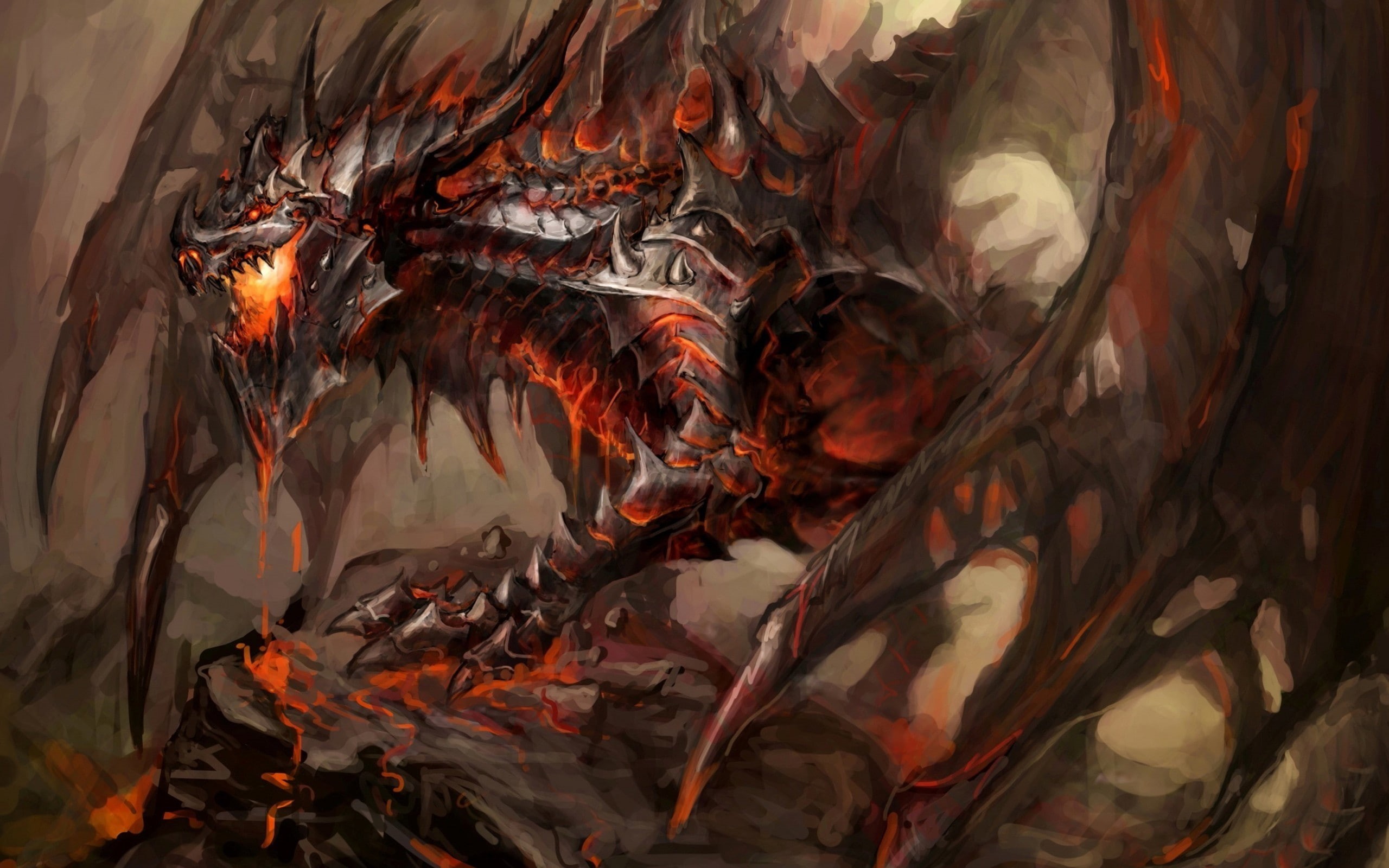fantasy art, World of Warcraft, dragon, Deathwing, 2K, HD Wallpaper