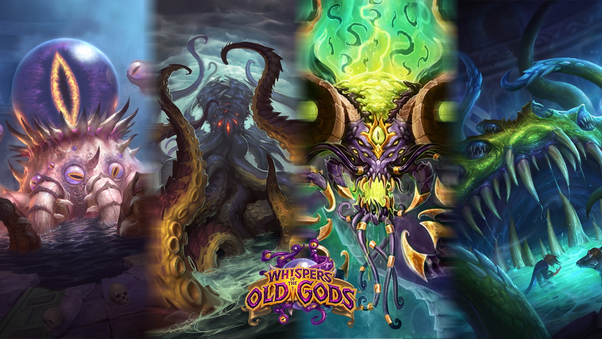 1080P, Yogg Saron, Hearthstone, Warcraft, Hearthstone: Heroes of Warcraft, whispers of the old gods, CThun, HD Wallpaper