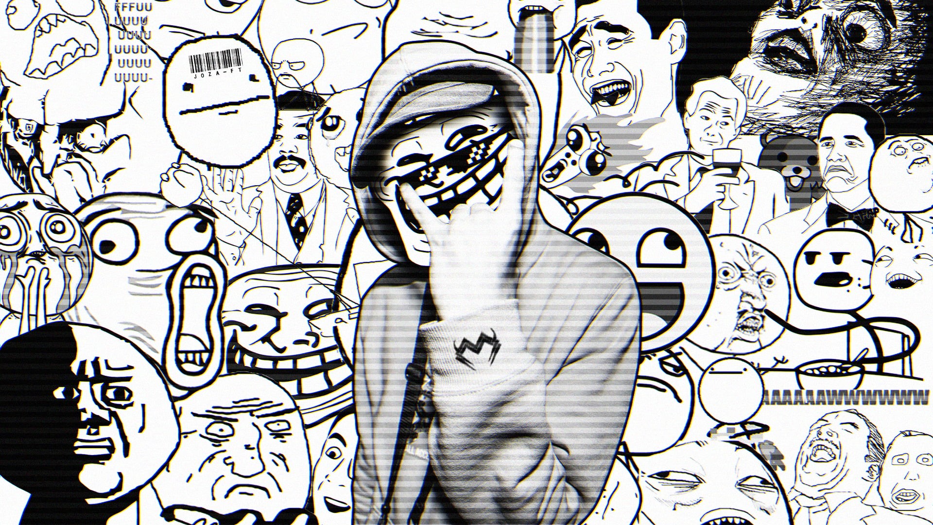 teenager, monochrome, black color, design, dubstep, 1080P, male likeness, portrait, music, casual clothing, drawing - art product, adult, art and craft, HD Wallpaper