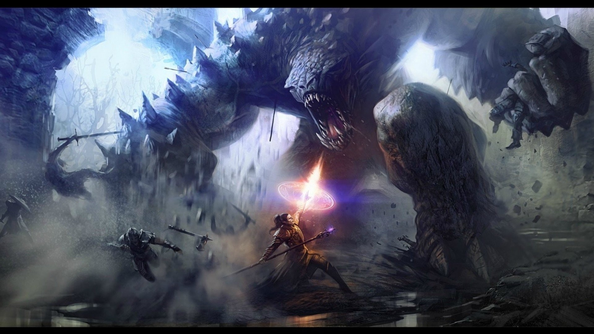 fantasy, trolls, 1080P, fantasy art, warrior, monster, magic, art, HD Wallpaper