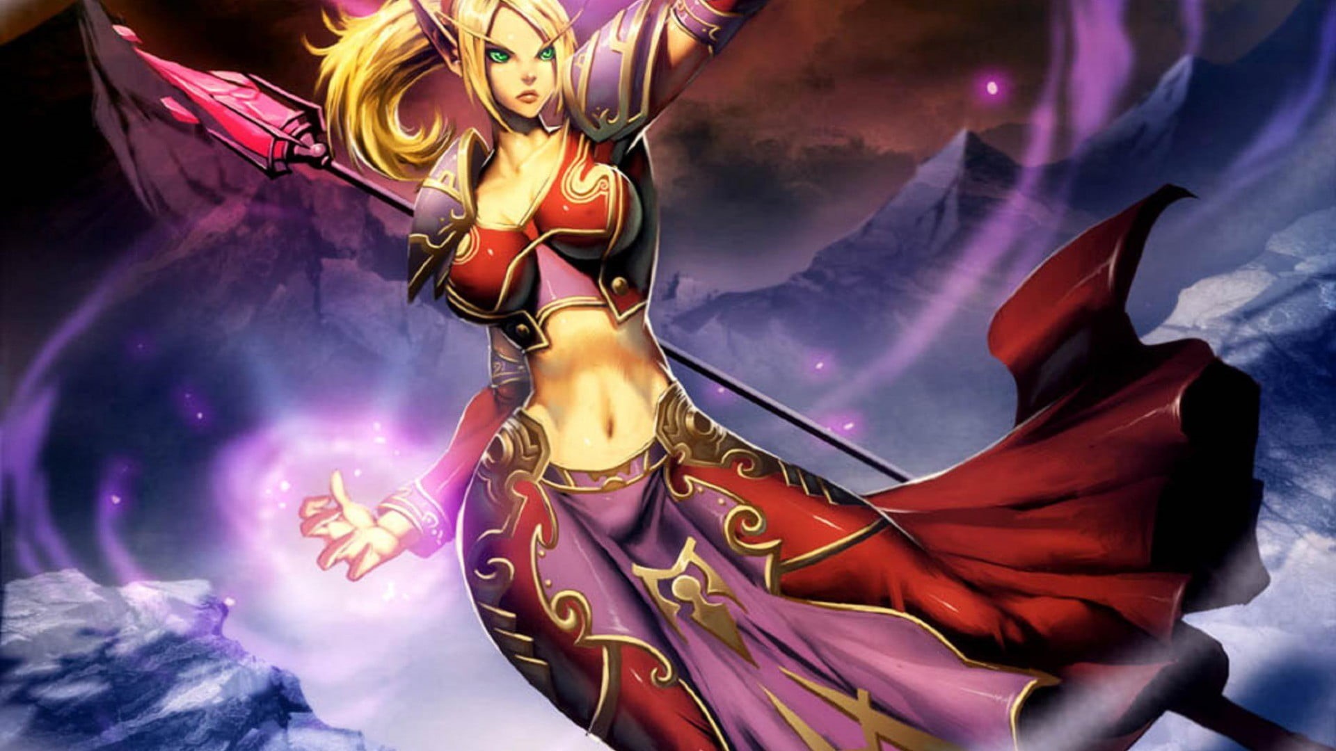 arts culture and entertainment, human representation, purple, night, nature, Blood Elf, outdoors, fashion, PC gaming, beauty in nature, sky, illuminated, HD Wallpaper