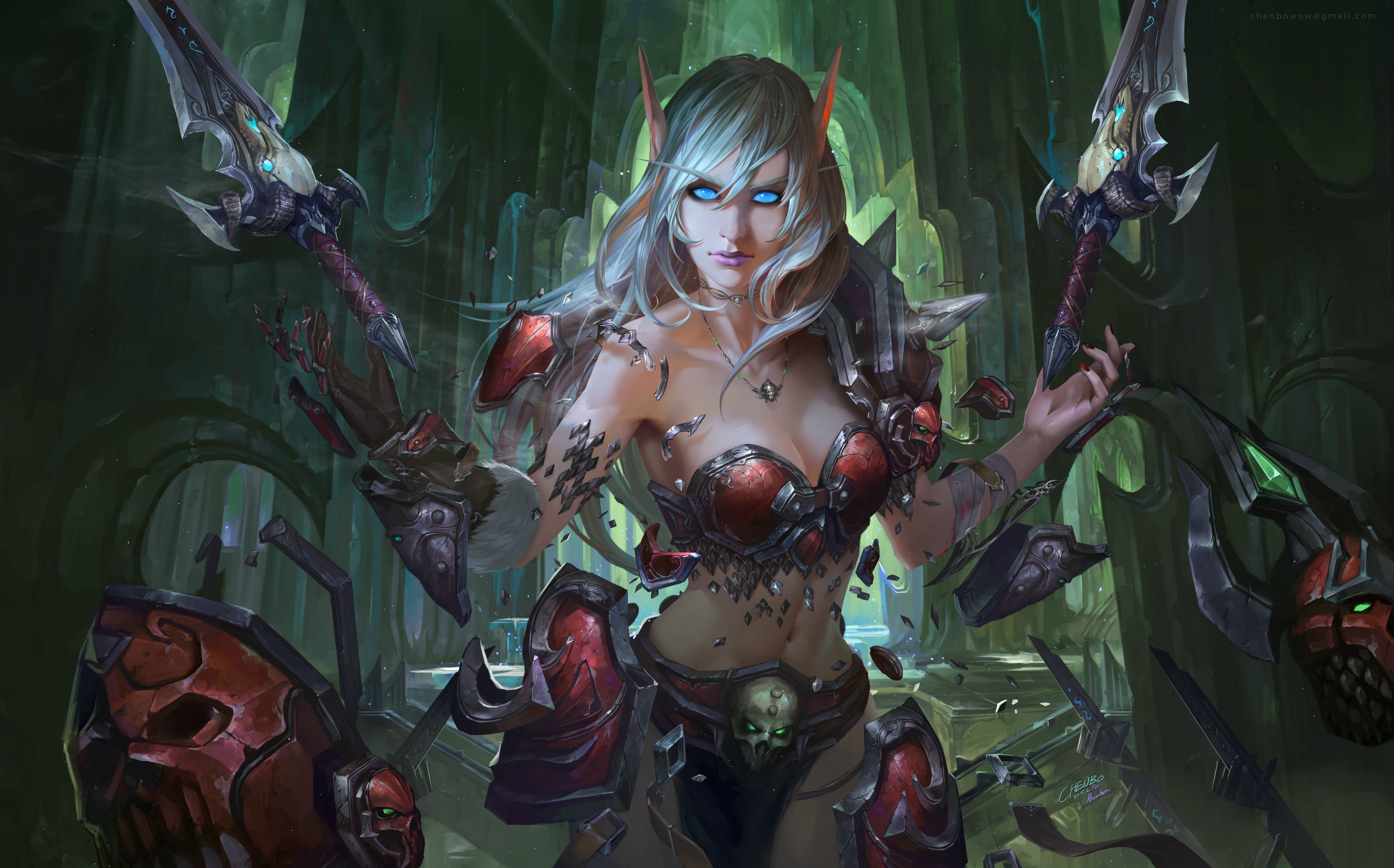 one person, women, front view, beautiful woman, hair, adult, art and craft, World of Warcraft, young women, female likeness, portrait, Blood Elf, Chen Bo, HD Wallpaper