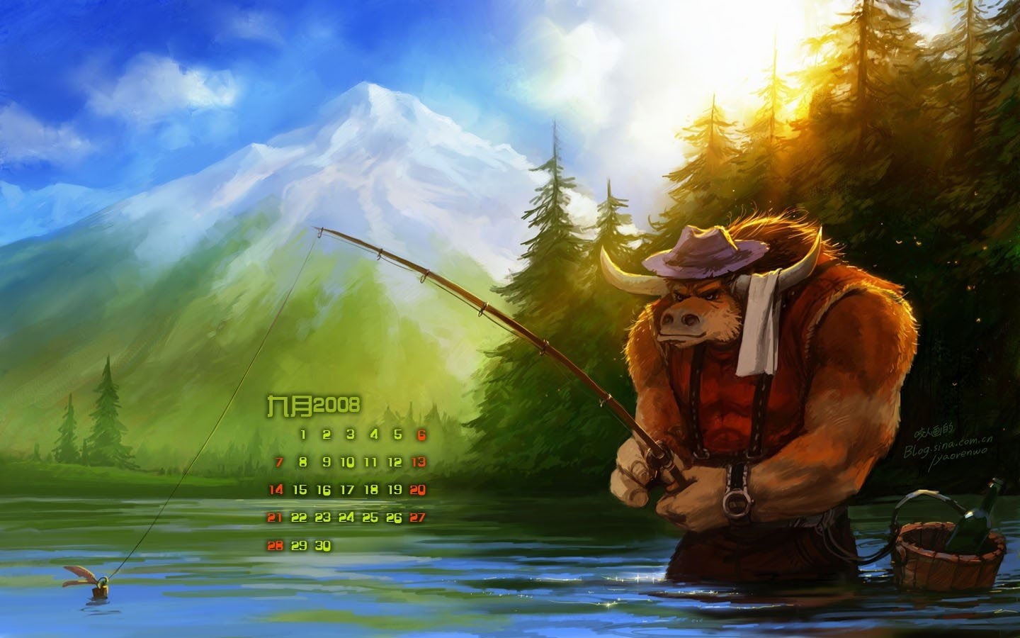 tauren, world, warcraft, fantasy, art, fishing, 720P, HD Wallpaper