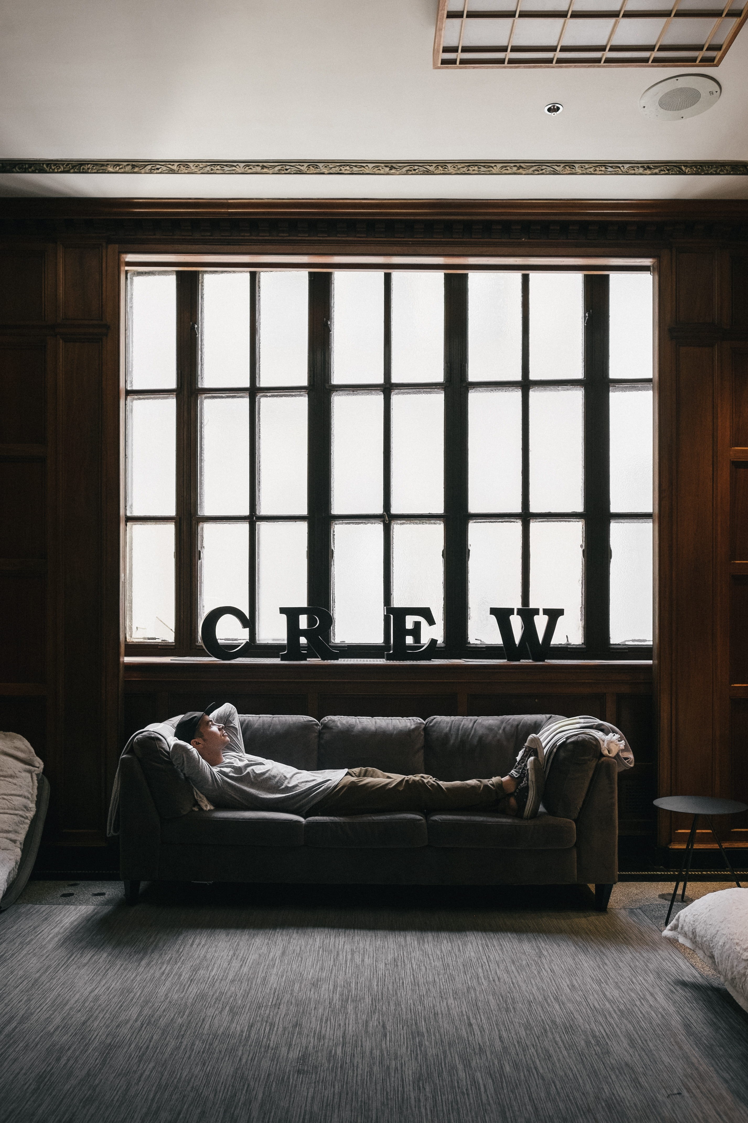 relaxed, relax, laying, bedroom, couch, near, men, sofa, thought, cozy, relaxation, bed, thinking, photo, architecture, window light, day, sleeping, full length, Phone HD Wallpaper