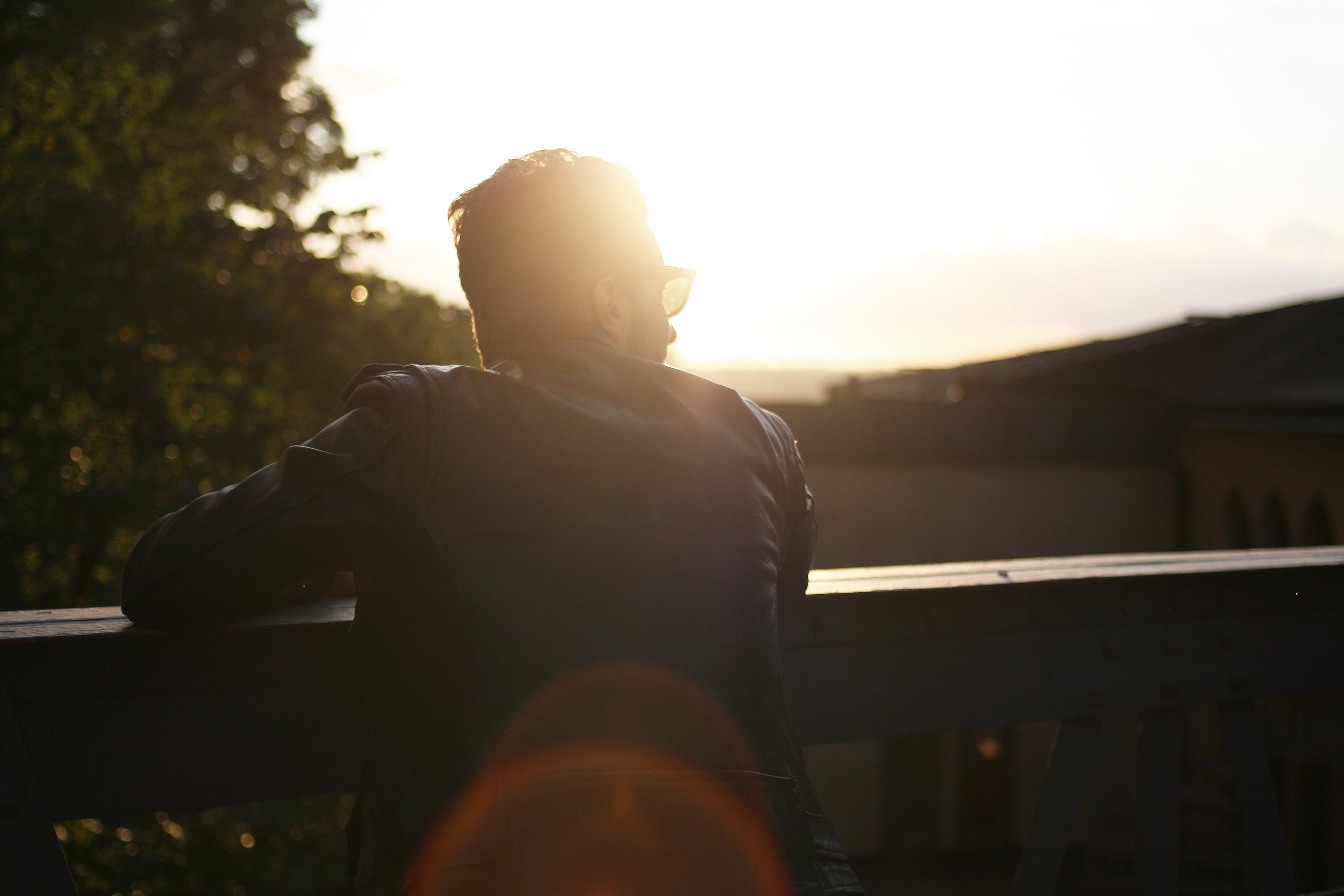 one Man Only, lifestyles, thinking, casual clothing, black, photography, young men, ledge, 4K, architecture, person, standing, dude, outdoors, sunset, HD Wallpaper