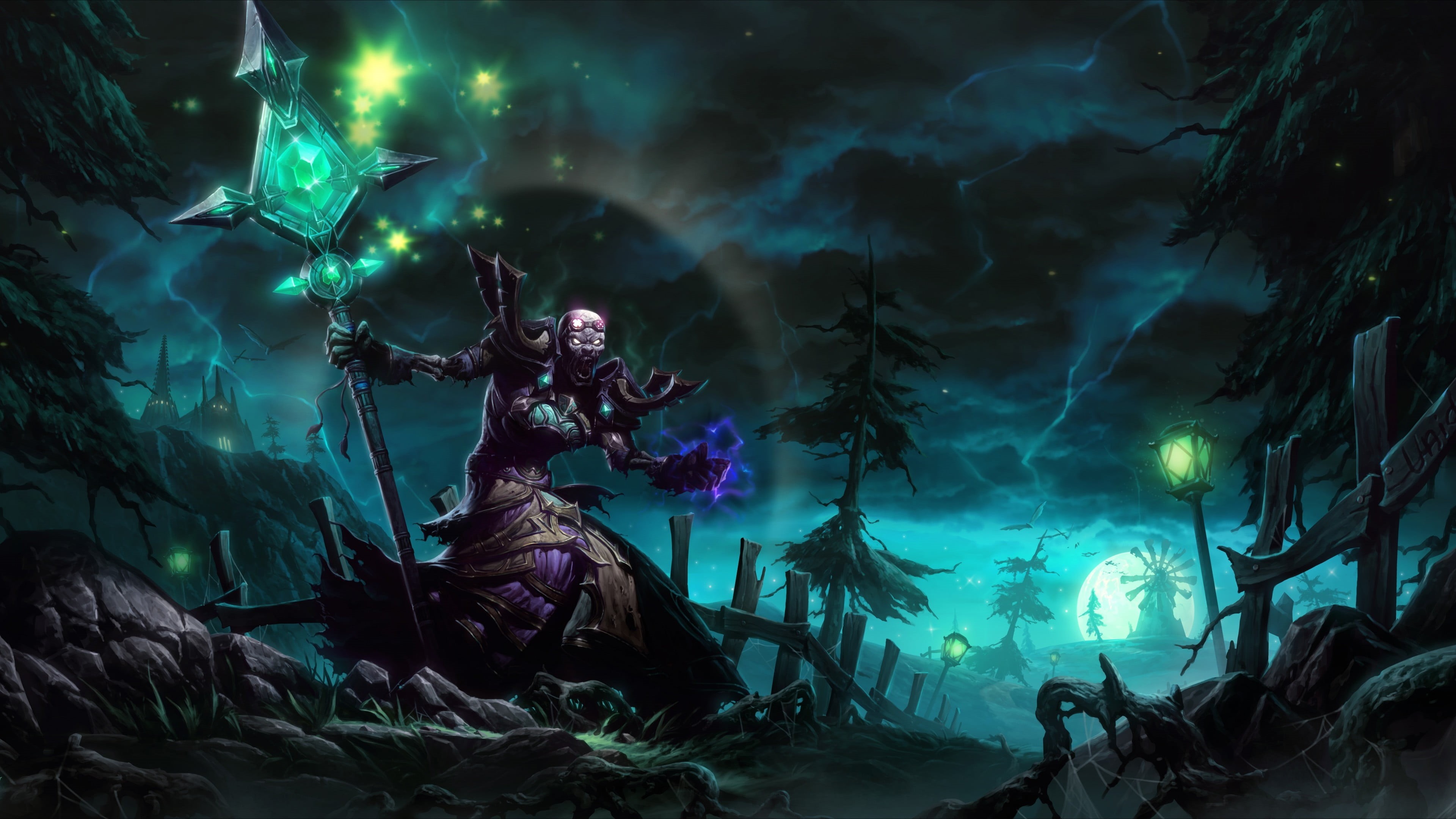 World of Warcraft, mystery, standing, 4K, digital art, fantasy, horror, fear, nature, digital composite, character, fantasy art, near, outdoors, HD Wallpaper