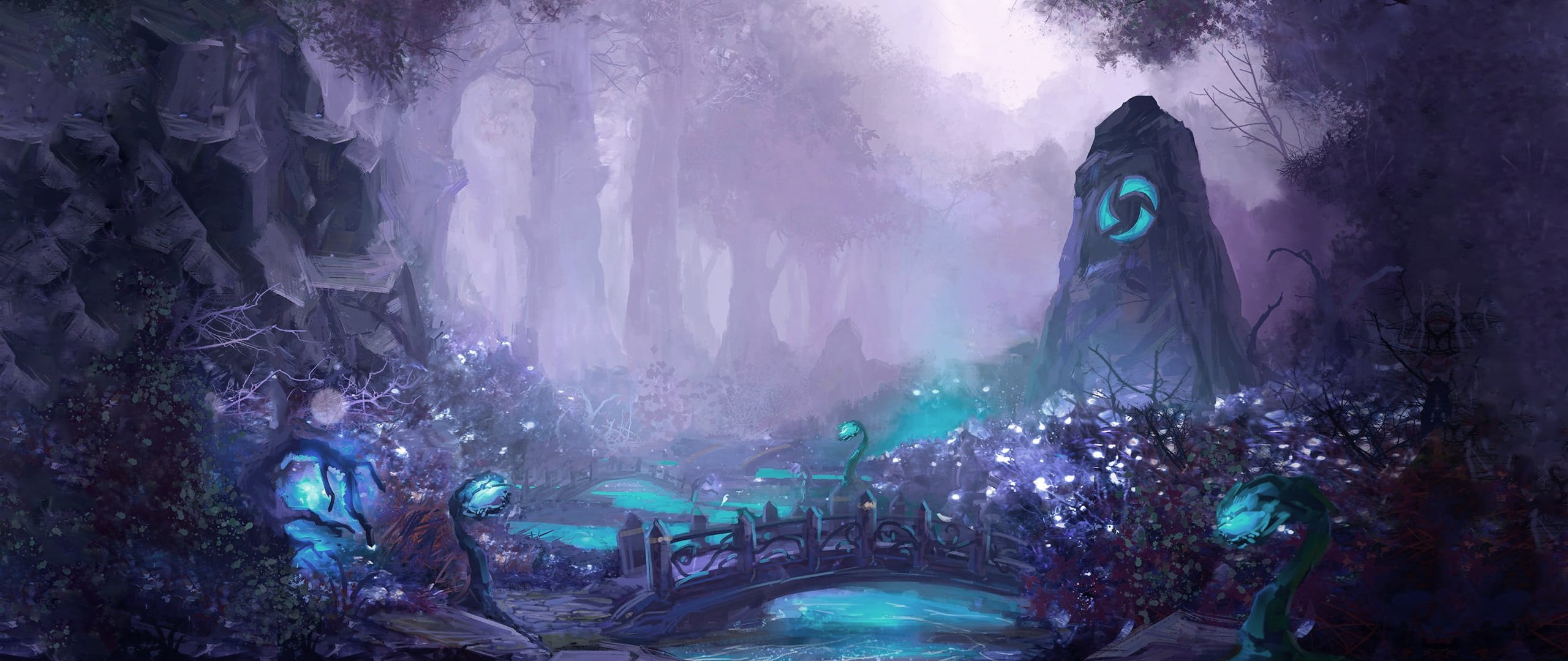 Nexus, thorns, ultrawide, bridge, river, 2K, heroes of the storm, mist, HD Wallpaper
