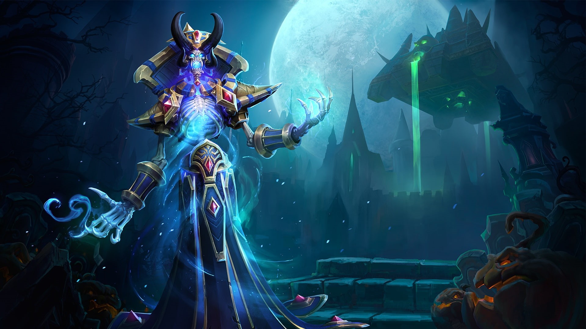 KelThuzad, heroes of the storm, Warcraft, skeleton, 1080P, digital art, World of Warcraft, video games, HD Wallpaper