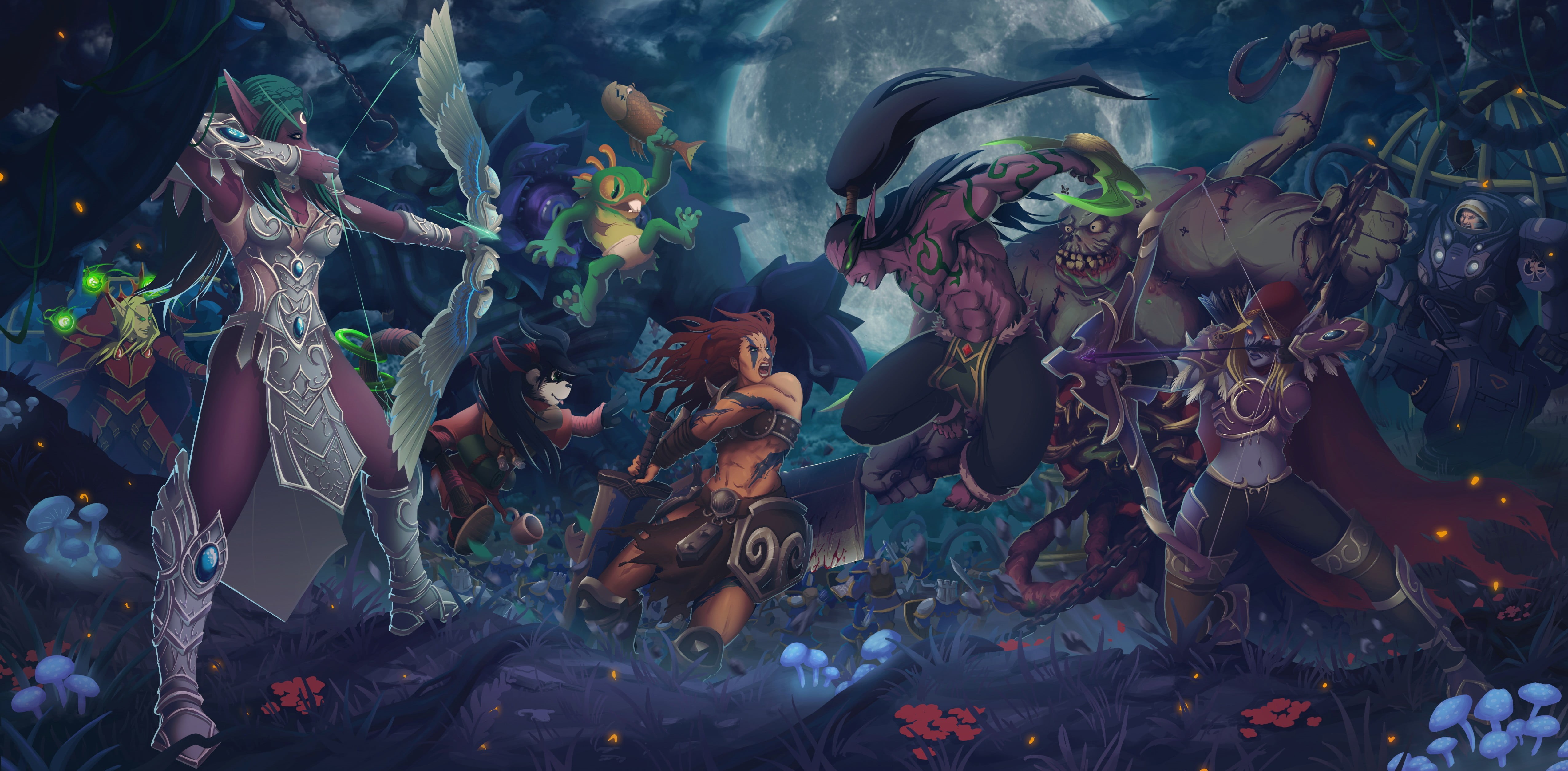 plant, no people, representation, day, art and craft, outdoors, nature, leaf, game, heroes of the storm, characters, plant part, Sylvanas Windrunner, multi colored, HD Wallpaper