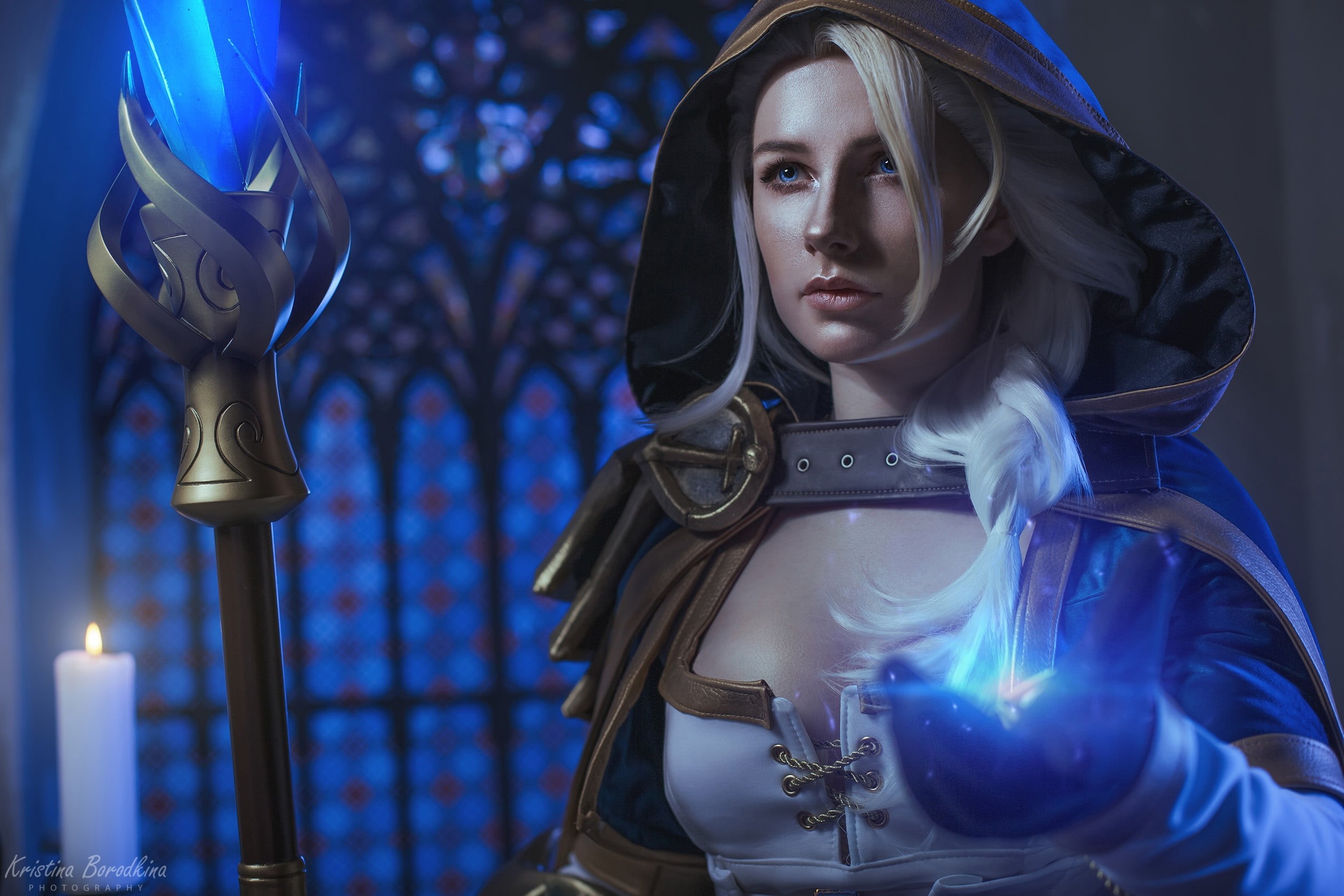 Blue Eyes, White Hair, 1080P, Women, Cosplay, Model, Girl, Jaina Proudmoore, Woman, Warcraft, HD Wallpaper