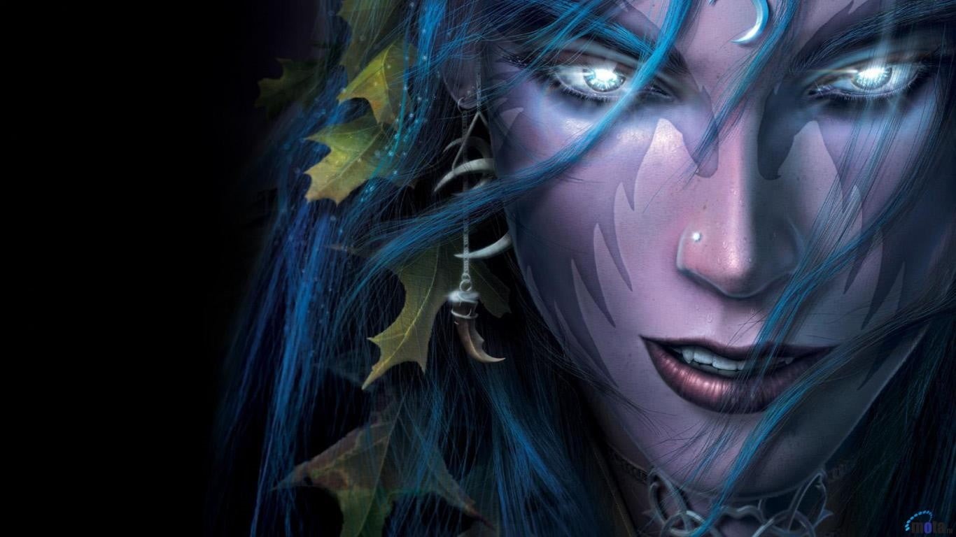 luna, adult, Night Elves, paint, beautiful woman, human hair, one person, make-up, digital, human face, portrait, young adult, human body part, blue, hairstyle, HD Wallpaper